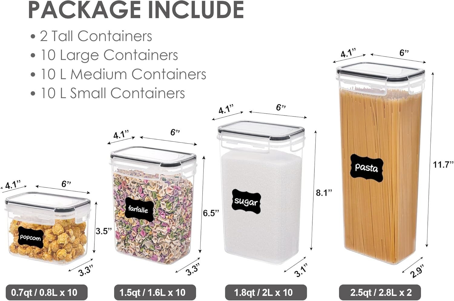 32pcs Airtight Food Storage Containers Set BPA Free Plastic Kitchen Organizers