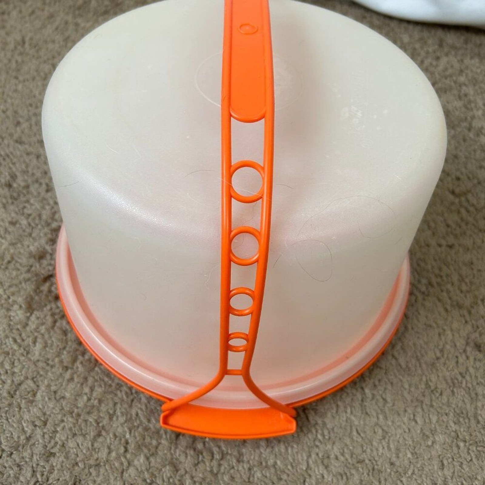 Vintage Tupperware Round Cake Taker Pie Keeper Harvest Orange
