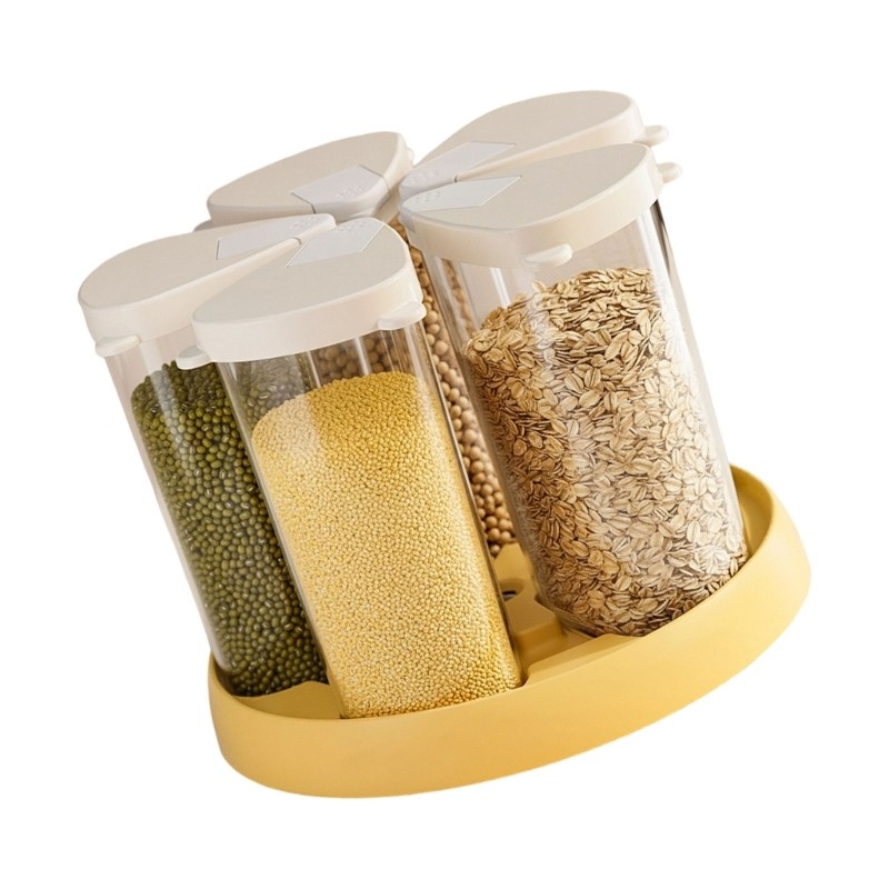 Clear Multiple Compartment Storage Bin With 360 Degree Rotation Mechanism