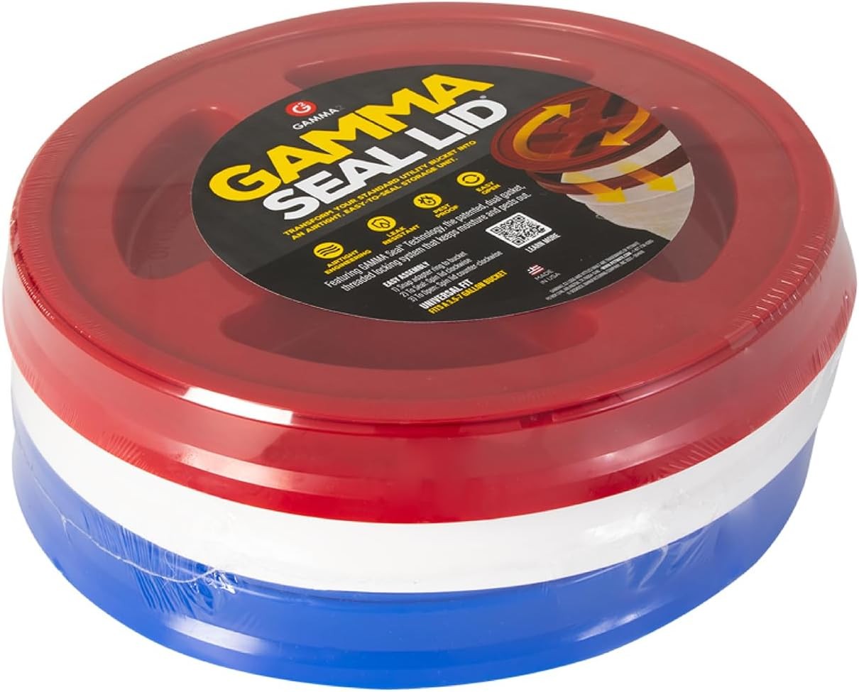 Gamma Seal Lid 3 Pack Combo for 3.5 5 6 7 Gallon Utility Buckets Red White Blue