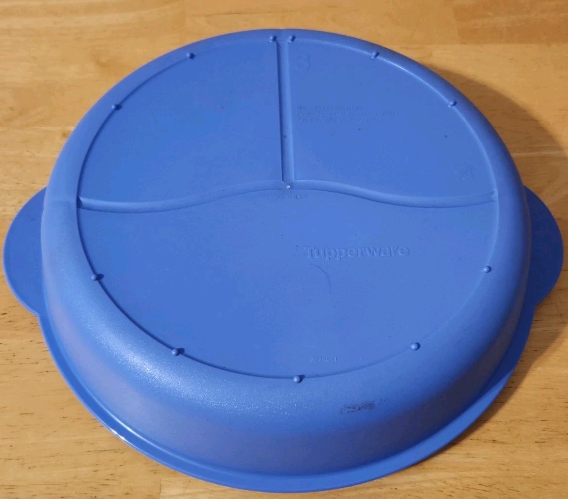 Tupperware Crystalwave Microwaveable 3 Part Divided Dish Vented Lid Blue Teal