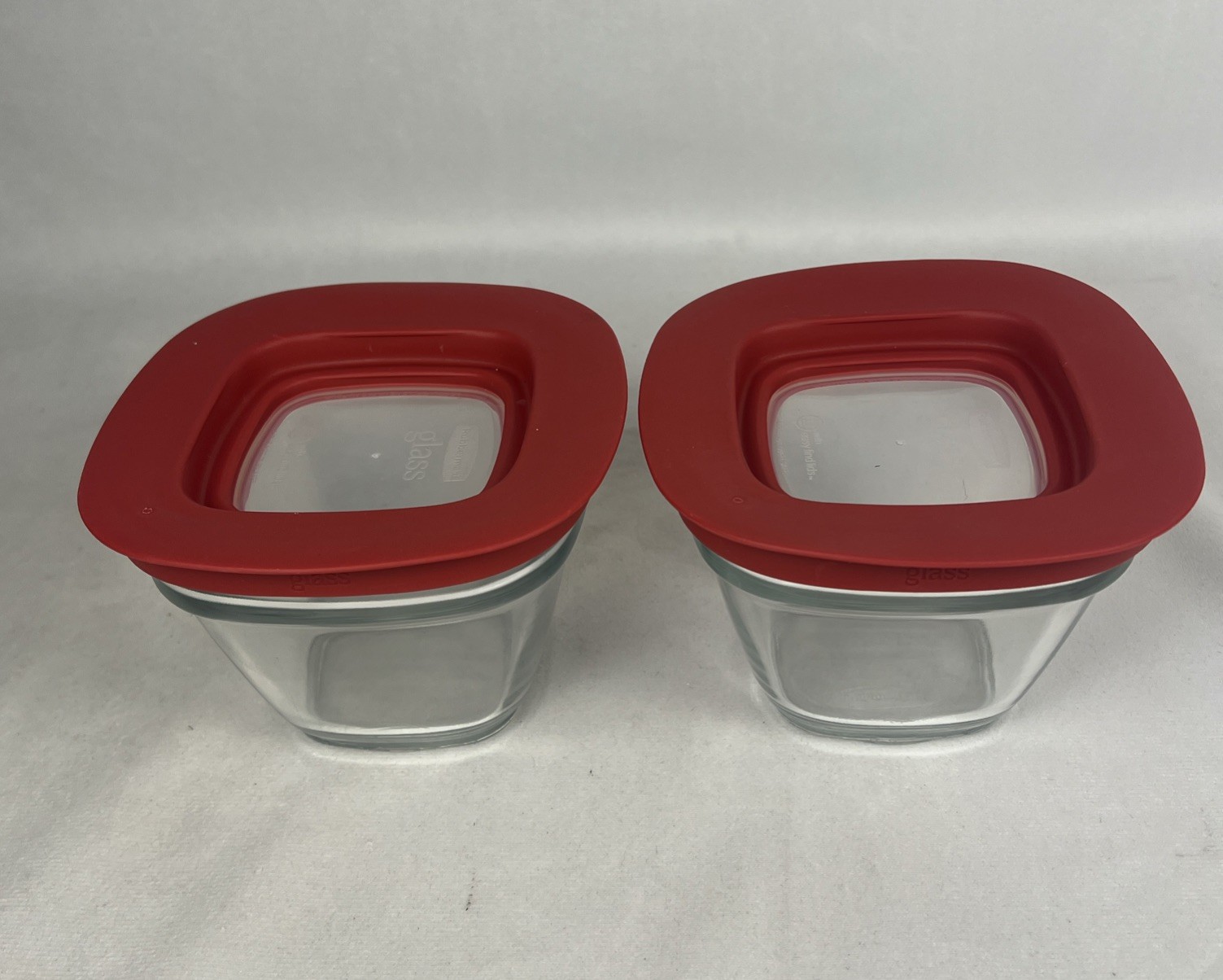 Rubbermaid Glass Easy Find Lid 1.5 Cup Containers Red Lids Set Of 2 7N61 354ml