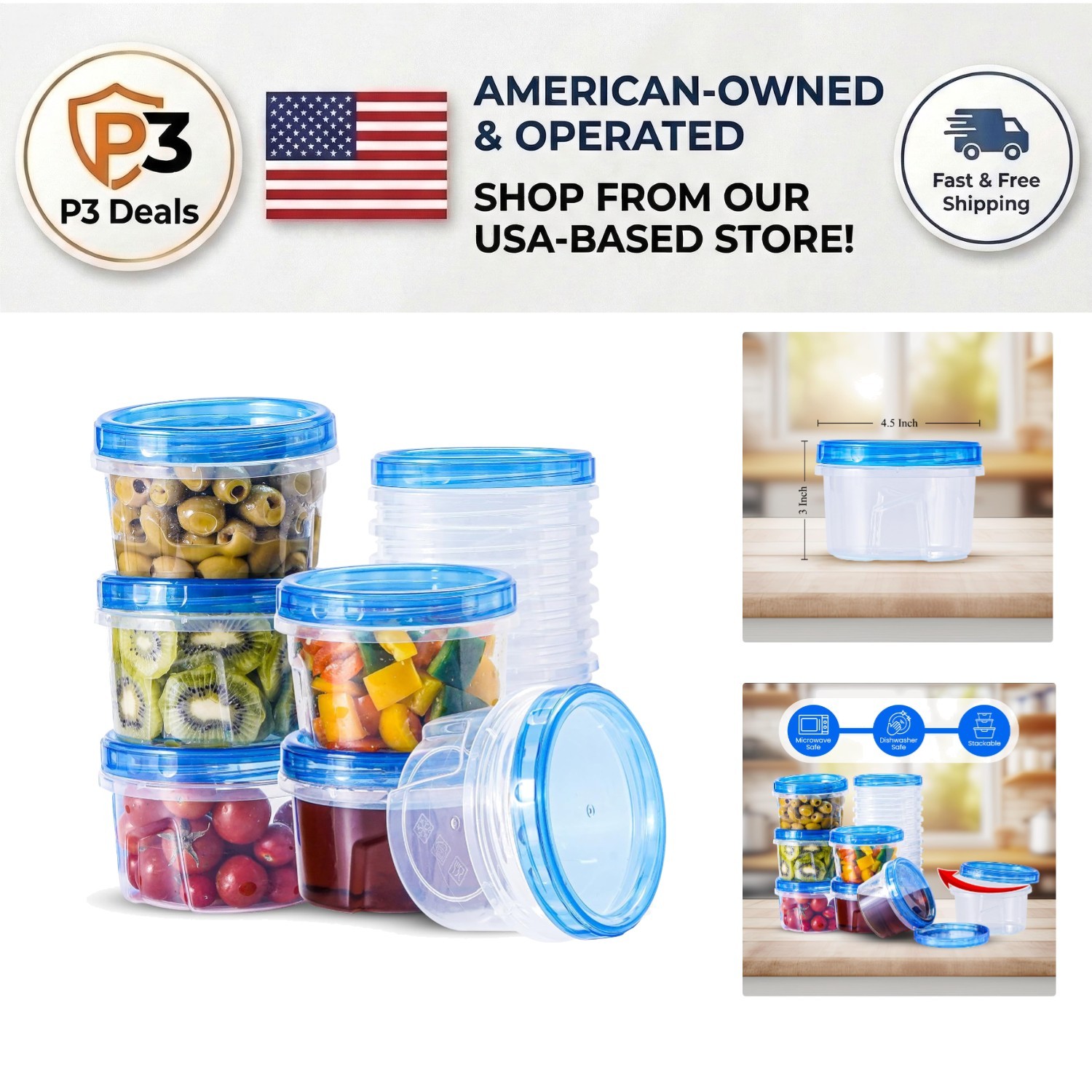 16 oz Airtight Freezer Storage Containers – Reusable 24 PCS for Kitchen & Travel