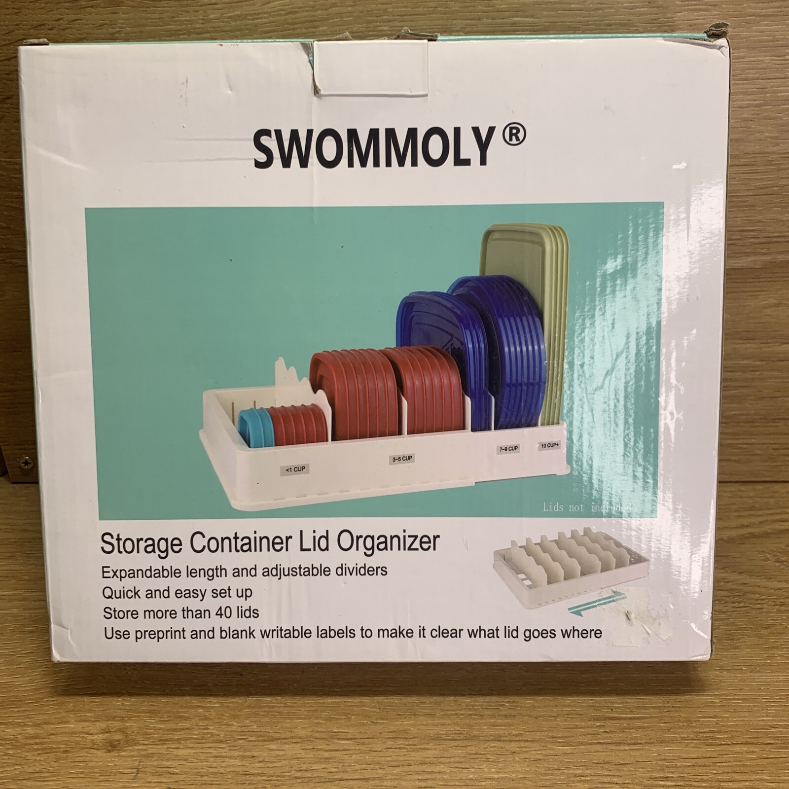 Swommoly Expandable Food Storage Container Lid Organizer