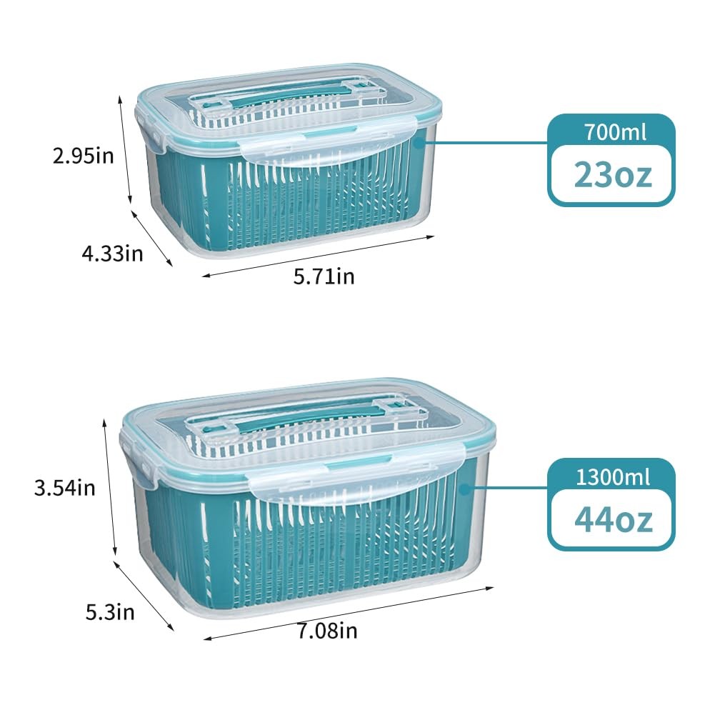 2 Pack Fruit Storage Containers for Fridge,Stackable Fresh Food Produce Saver…