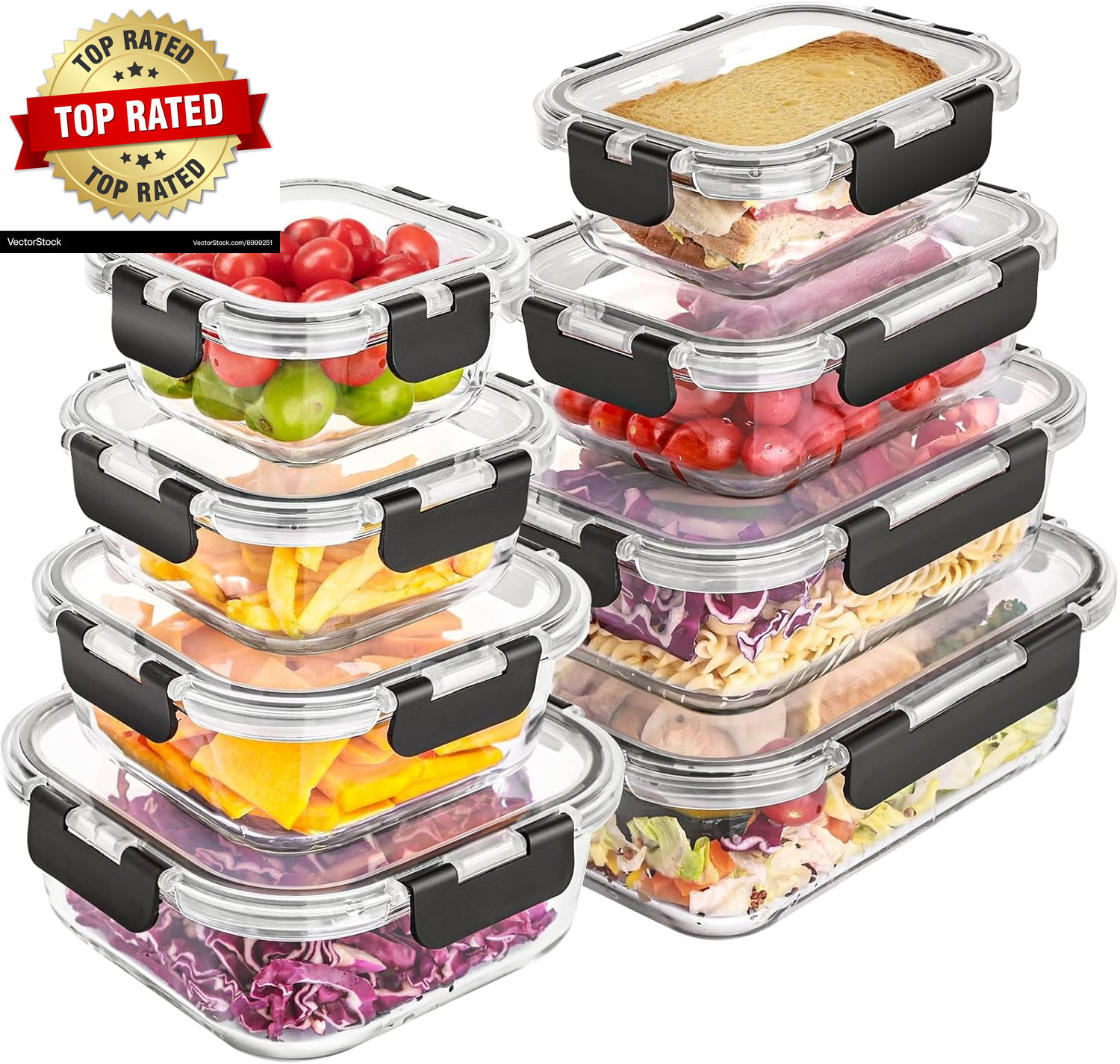 8 Pack Glass Food Storage Containers with Lids, Meal Prep Containers