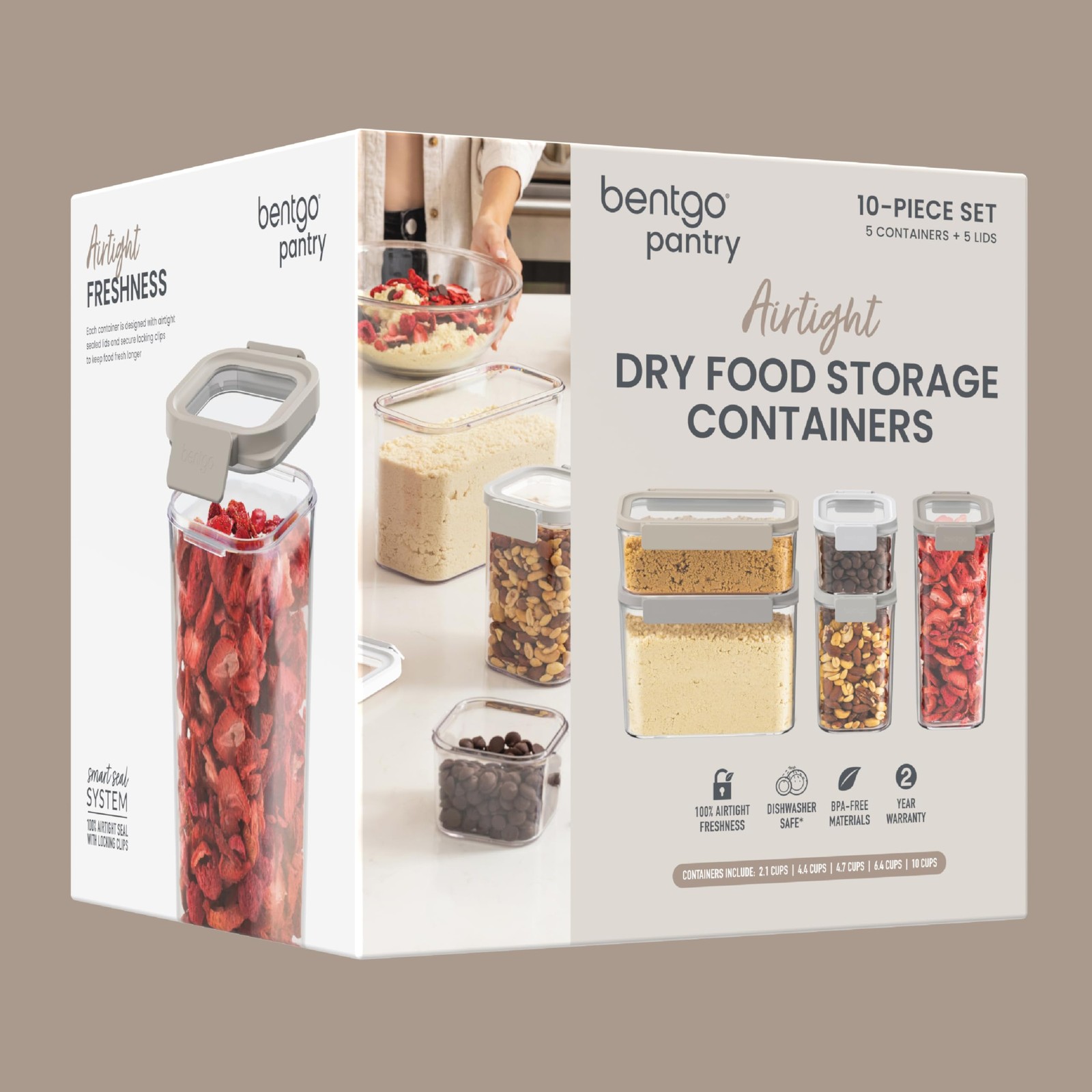 Pantry – 10-Piece Airtight Food Storage Containers, Clear, Stackable Kitchen …