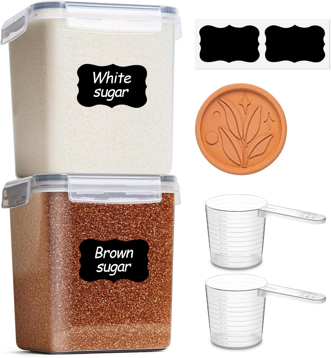 Brown Sugar Container Set of 2 2.5L/2.6Qt Airtight Food Storage Containers