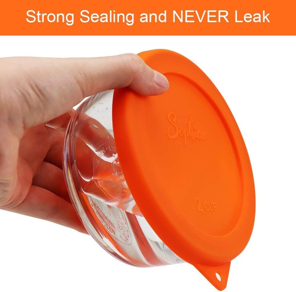 2 Cup Round Silicone Storage Cover Lids Replacement for Anchor Hocking and Pyrex