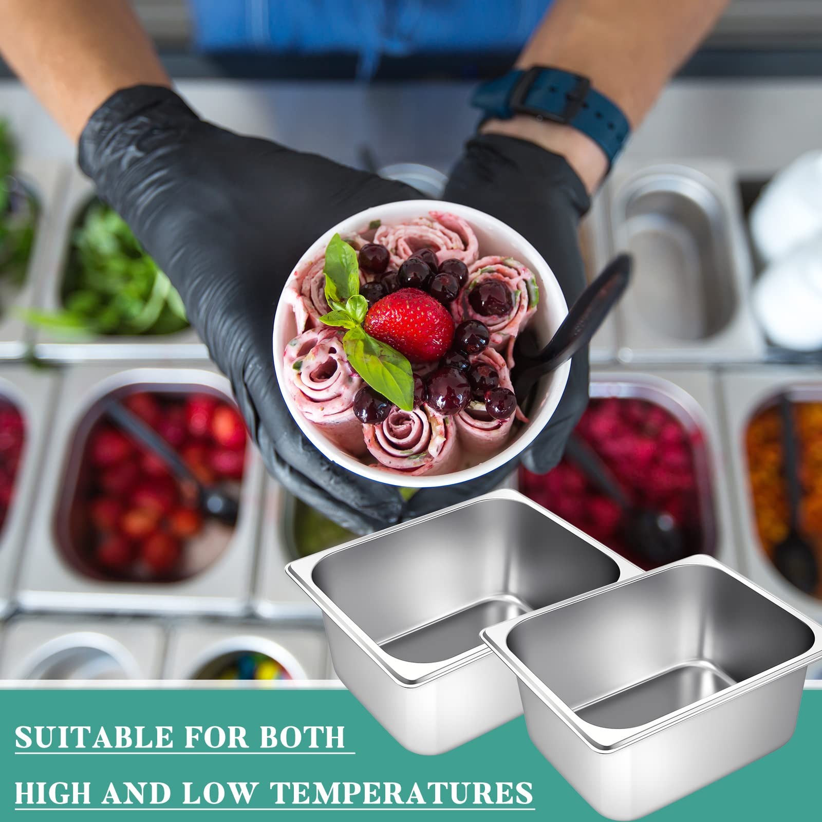 8 PCS Hotel Pans Stainless Steel Steam Table Pan 1/2 Half Size 6 Inch Deep