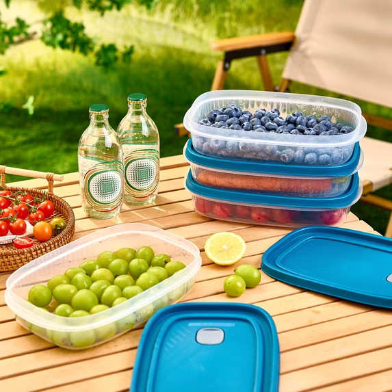 Mainstays Reusable Food Storage Container, Medium Rectangle, Plastic, 4-Pack, 4