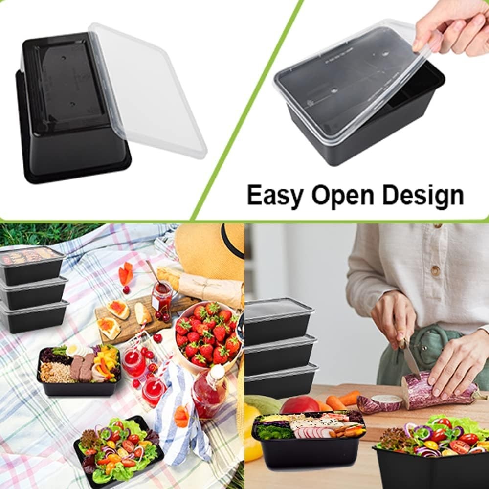 Durable 50-Pack 26 OZ Plastic Meal Prep Containers – Leak Resistant & Reusable
