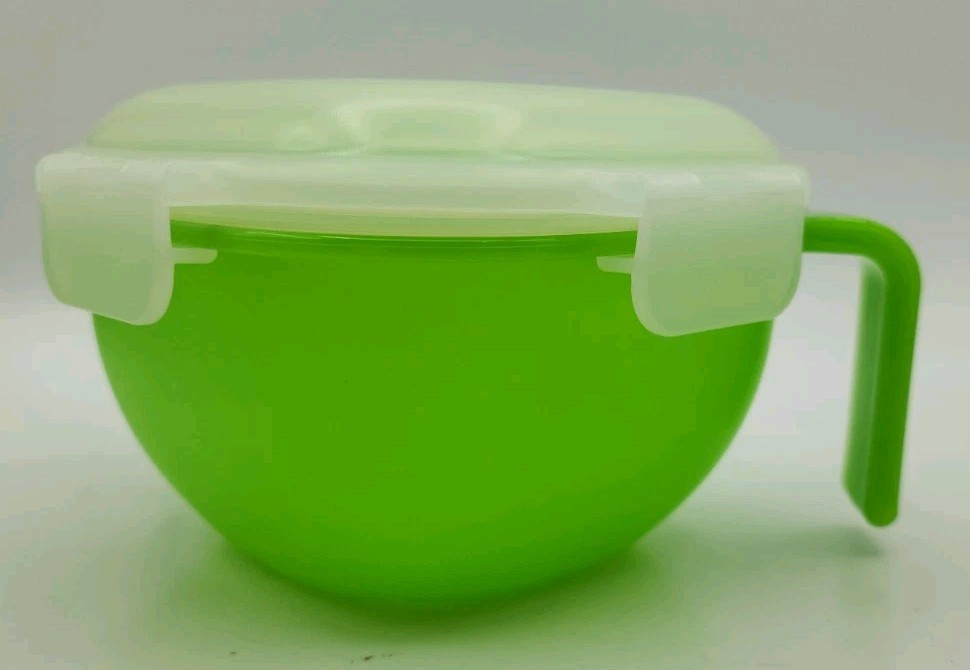 Lock N Lock Green Storage/Instant Cook Bowl w/Handle And Vented Lids, 34 Oz