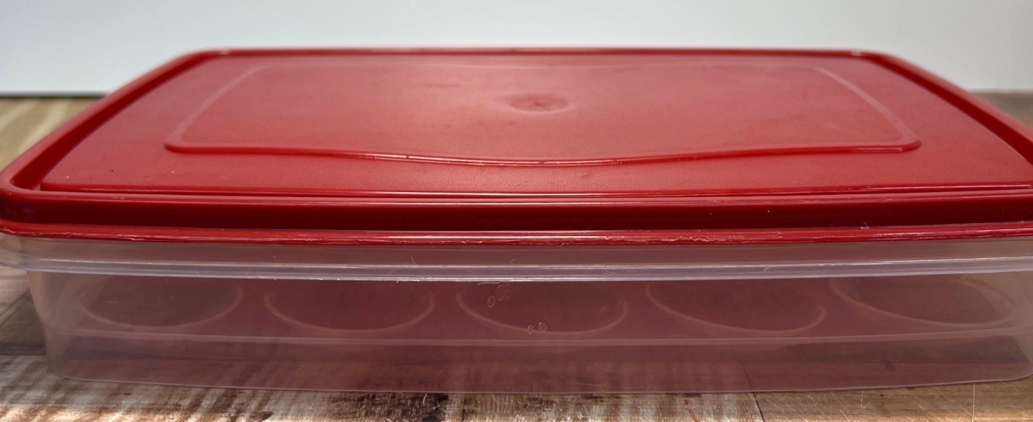 Rubbermaid Red Plastic Deviled Egg Storage Container With Lid – Holds 24 Eggs
