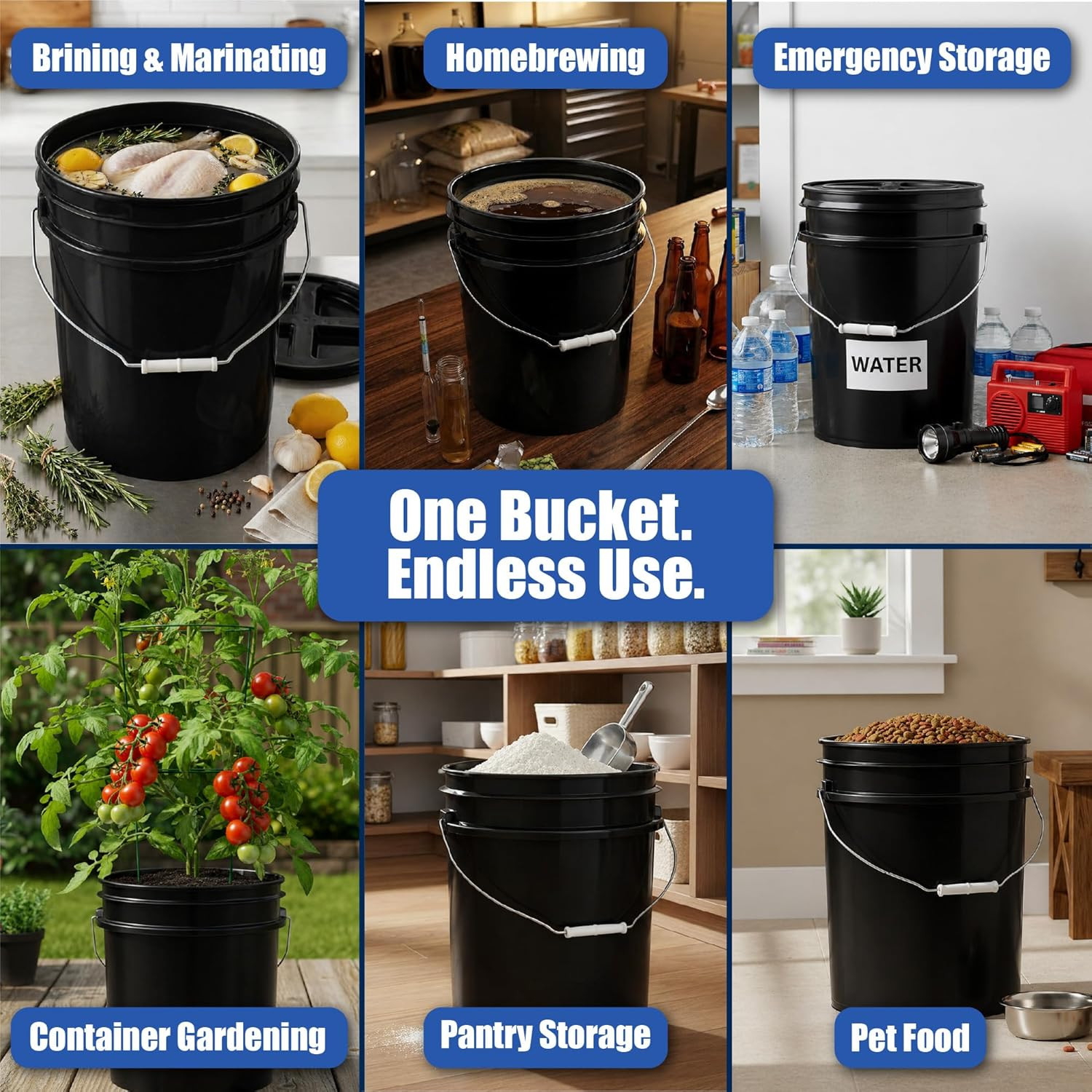 Epackagesupply 5 Gallon Bucket – Food Grade Bucket with Airtight Gamma Seal Scre