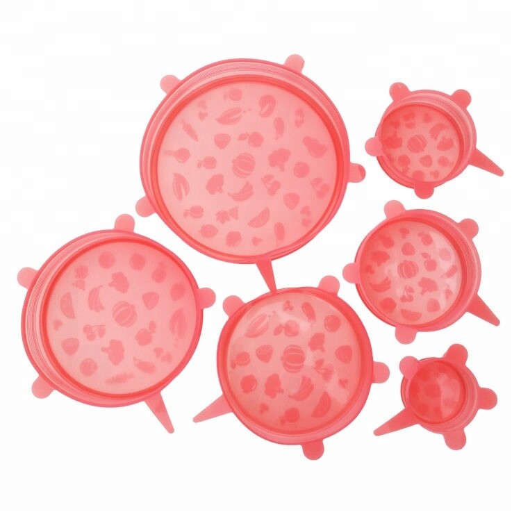 6pcs Reusable & Adjustable Universal Silicone Food Covers, Stretch Bowl Wrap Lid