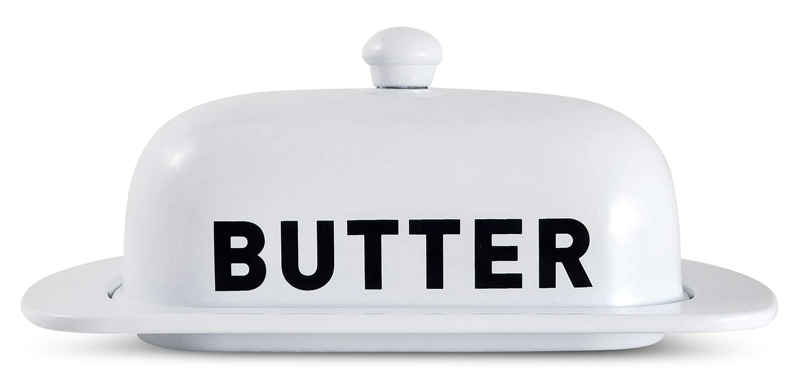 White Metal Butter Dish Storage Canister For Home Kitchen Organization