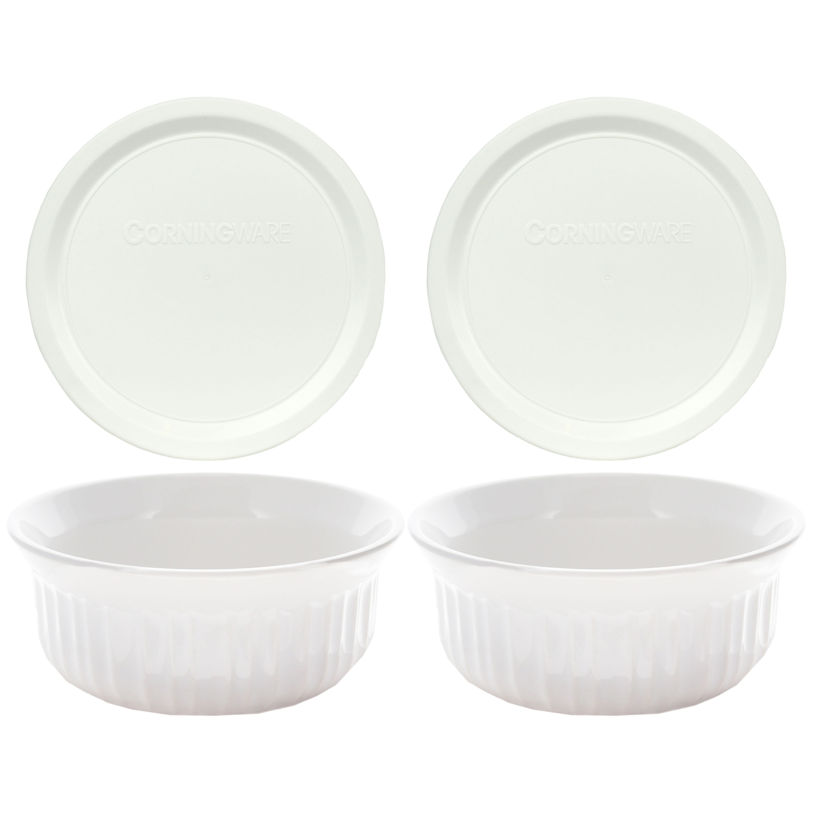 Corningware Round 16oz French White FS16 Casserole Dishes and Lids (2-Pack)