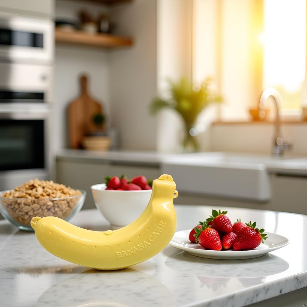 Yellow Banana Storage Case BPA-Free Fruit Keeper Box – Portable Protective Banan