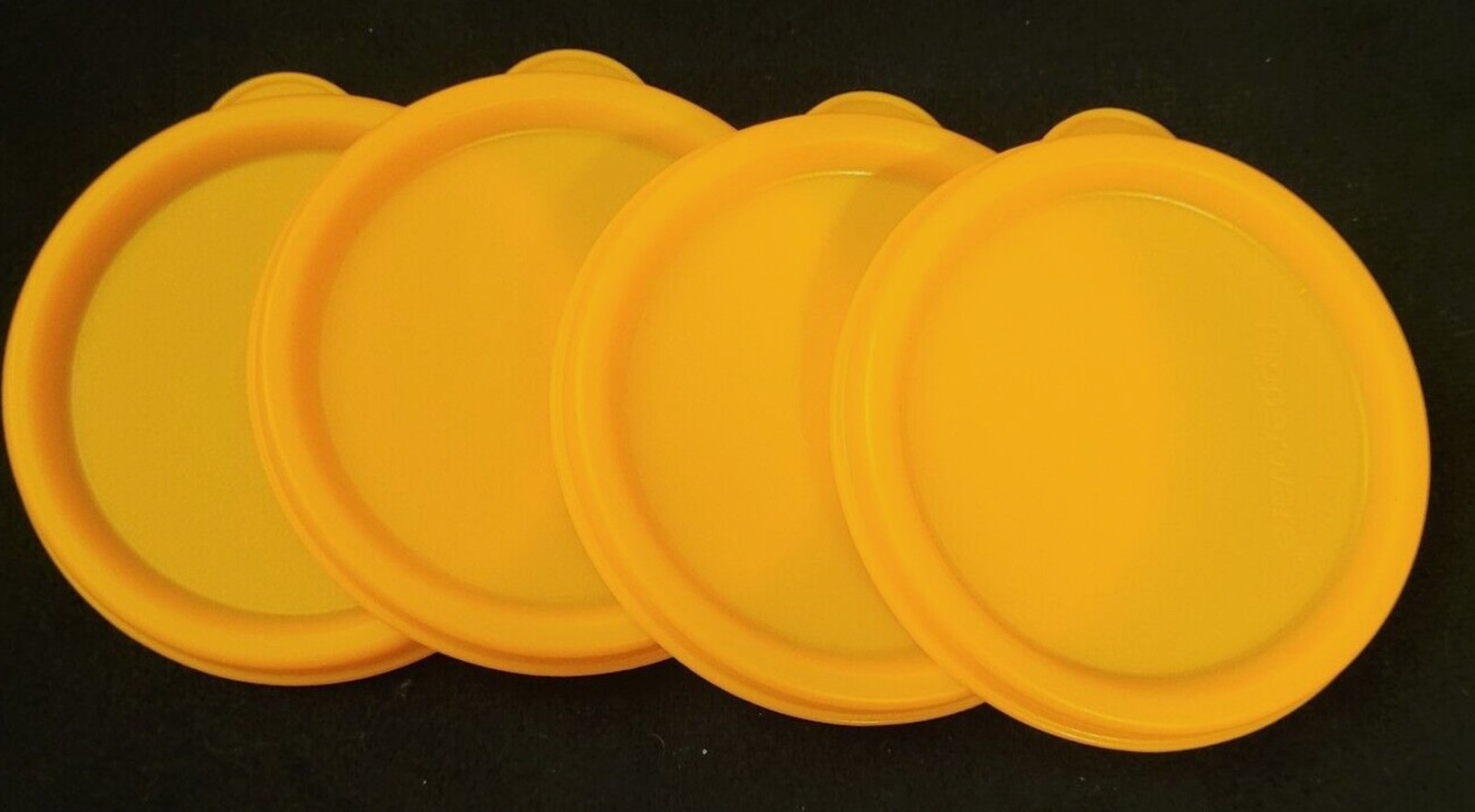 Tupperware Four Clear Snack Cups Papaya Orange Seals Set ~ Lunch on the Go! New