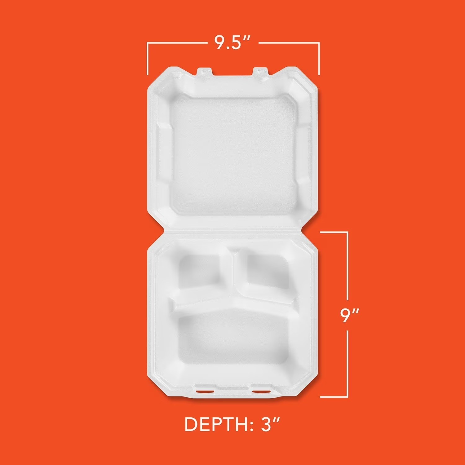 Hefty Supreme Foam Hinged Lid Container, 3-Compartment 125 ct.