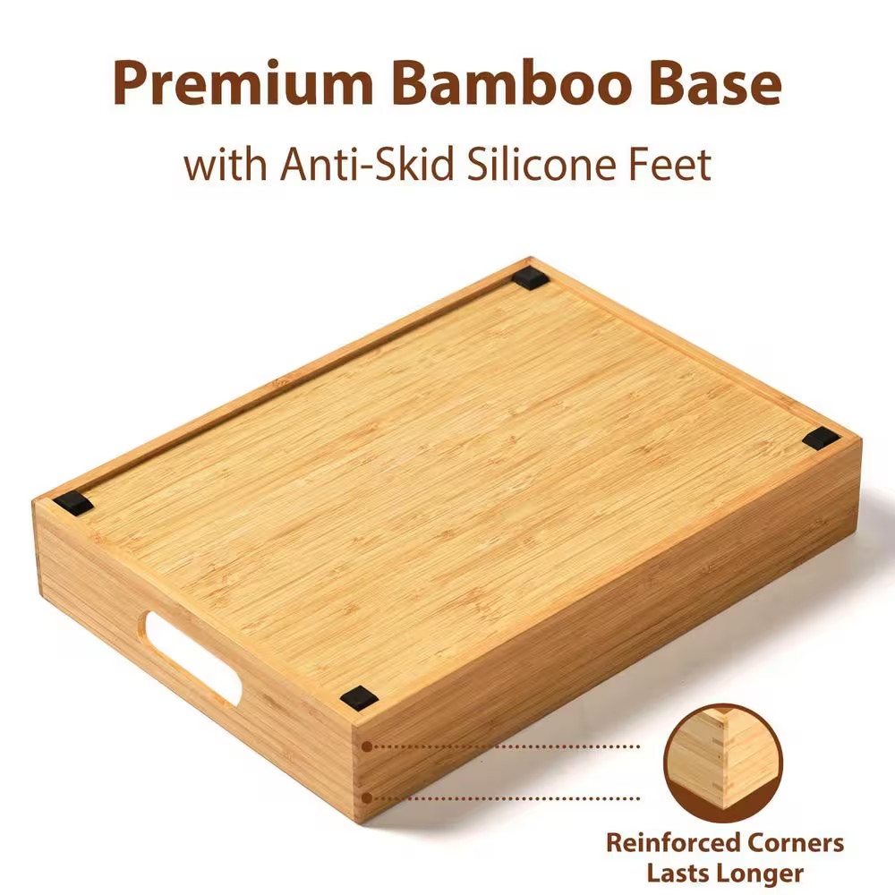 Bamboo 1-Shelf Natural Adjustable Compartment Food Container Lids Organizer Draw