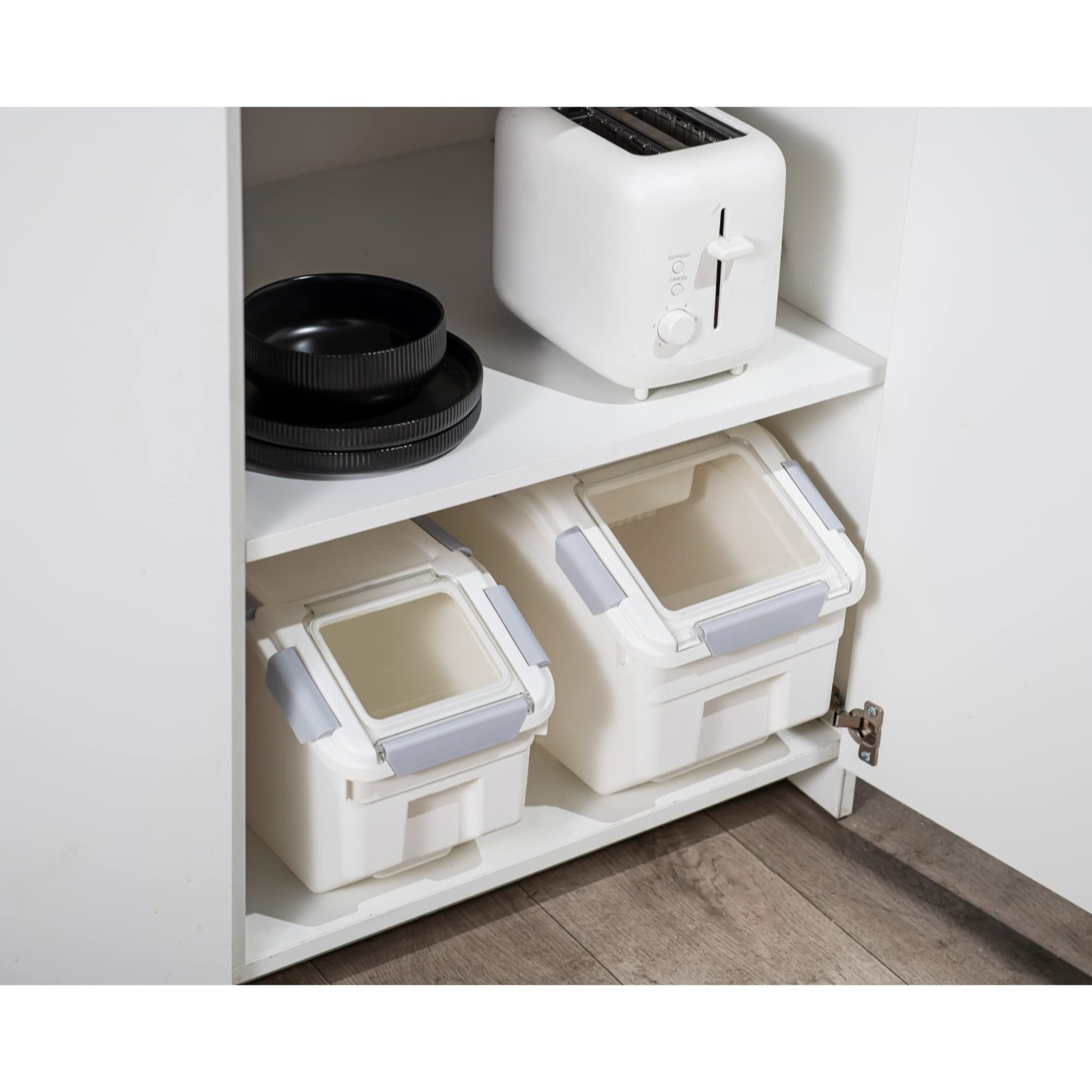 33L Rice Storage Container Set, 50lbs Capacity, BPA-Free, Includes Measuring Cup
