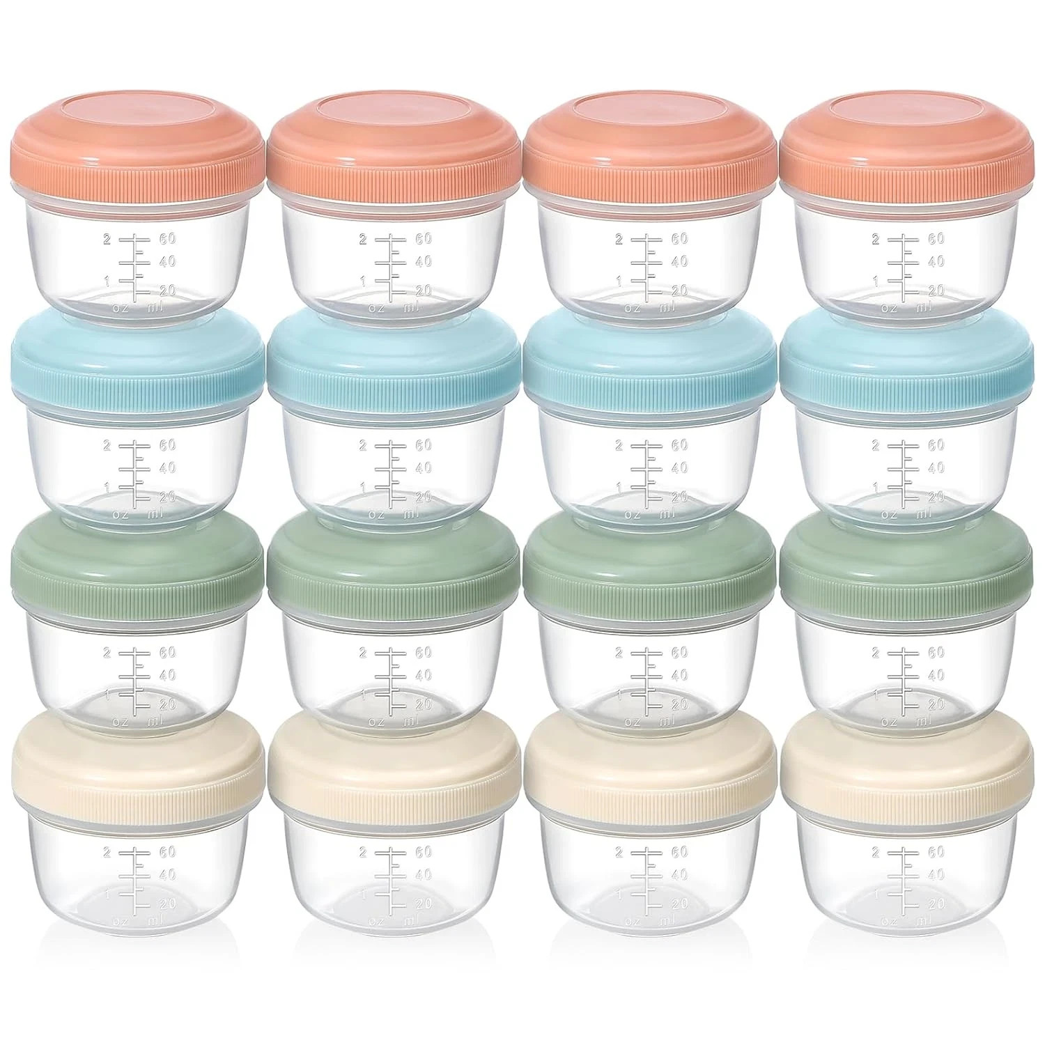 VITEVER [16 Pack] 4 Oz Small Containers with Lids, Reusable Plastic Jars for Sna