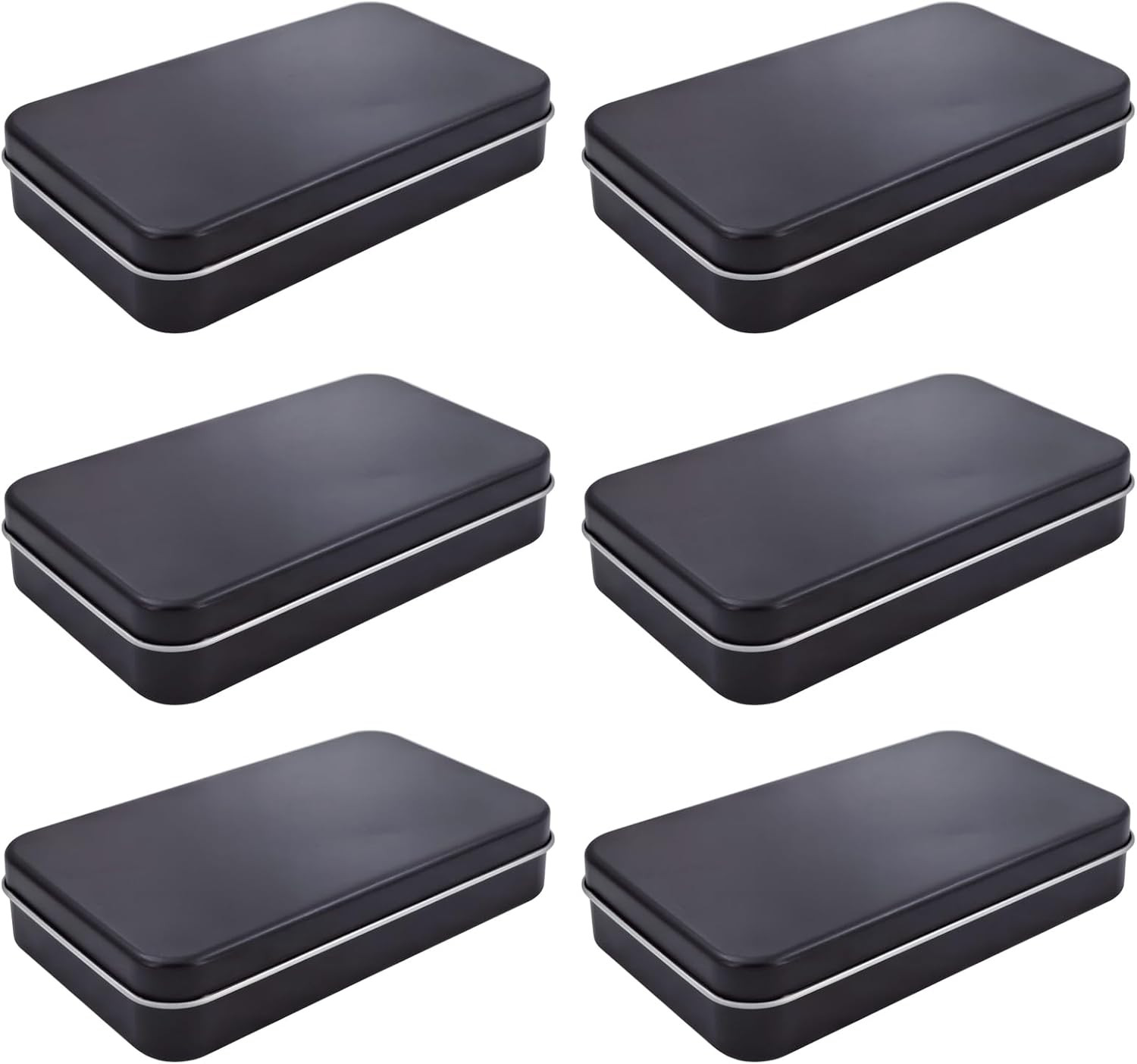 6 Pieces Rectangular Metal Empty Hinged Tins Containers Basic Necessities Home S