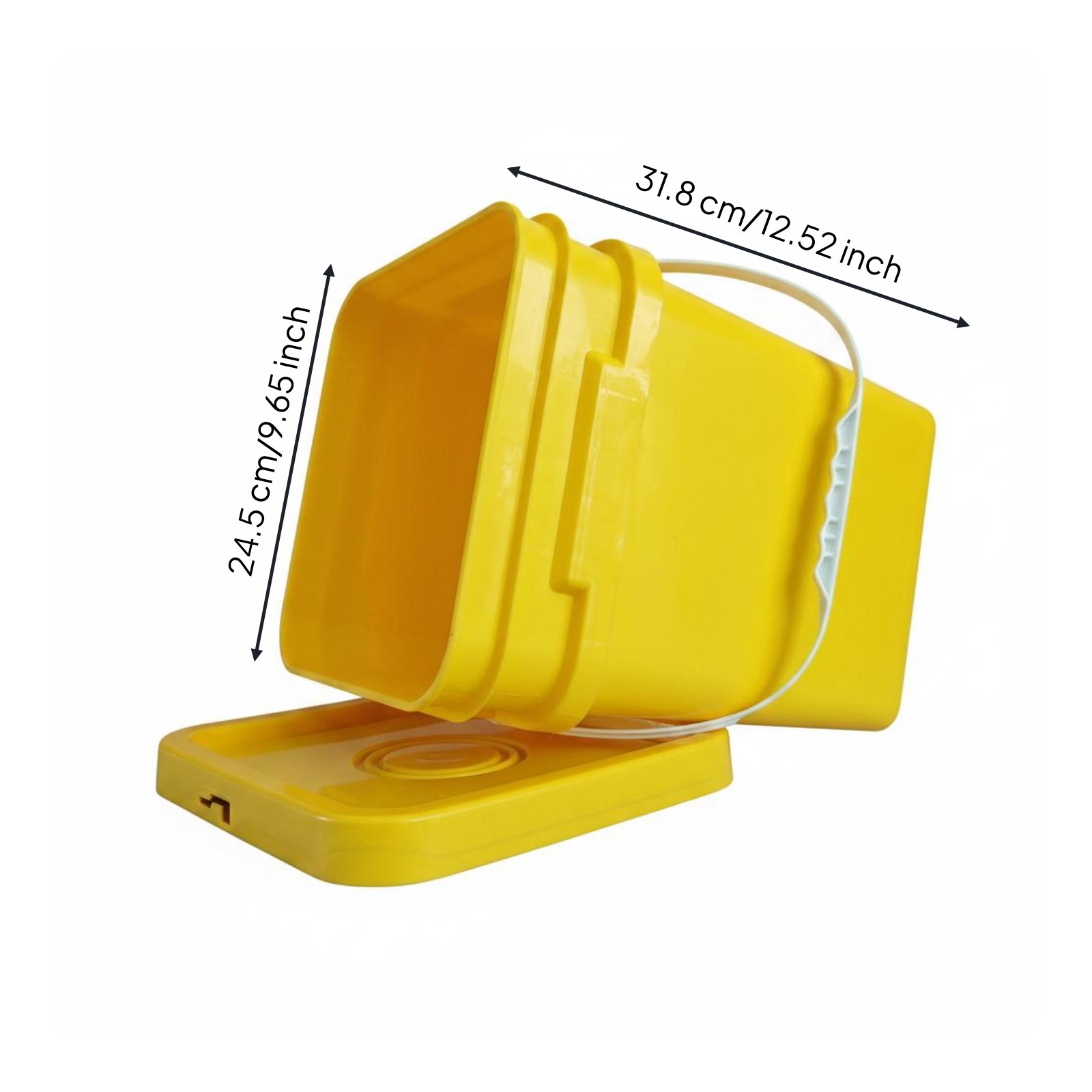 16L Square Pail Thickened Square Plastic Pail Balanced-Carry Grip Handle