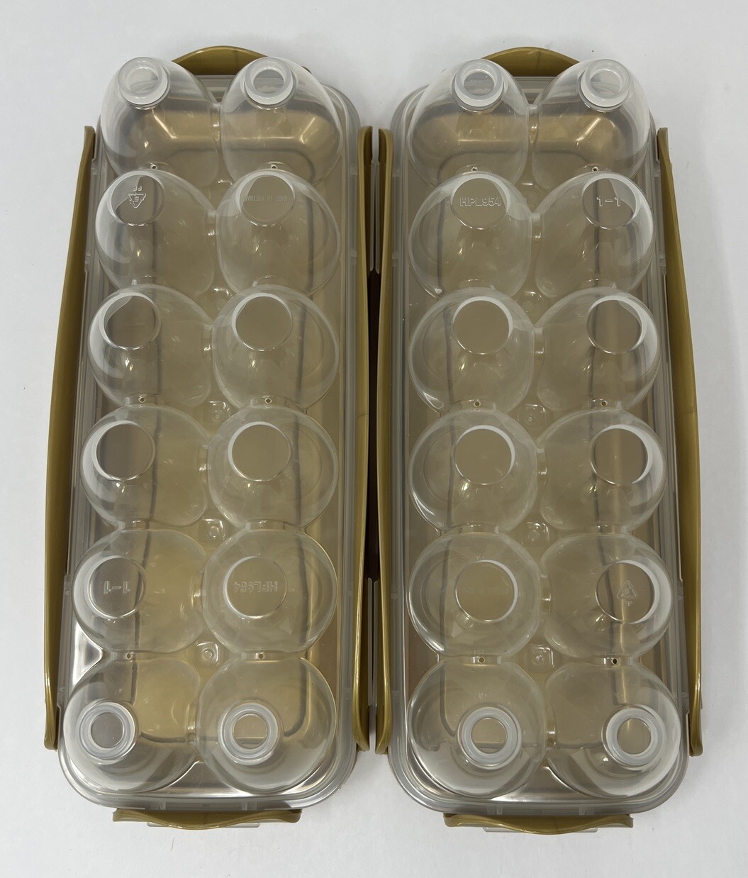 2 Lock & Lock 12-Count Egg Storage Containers Gold Color Lid