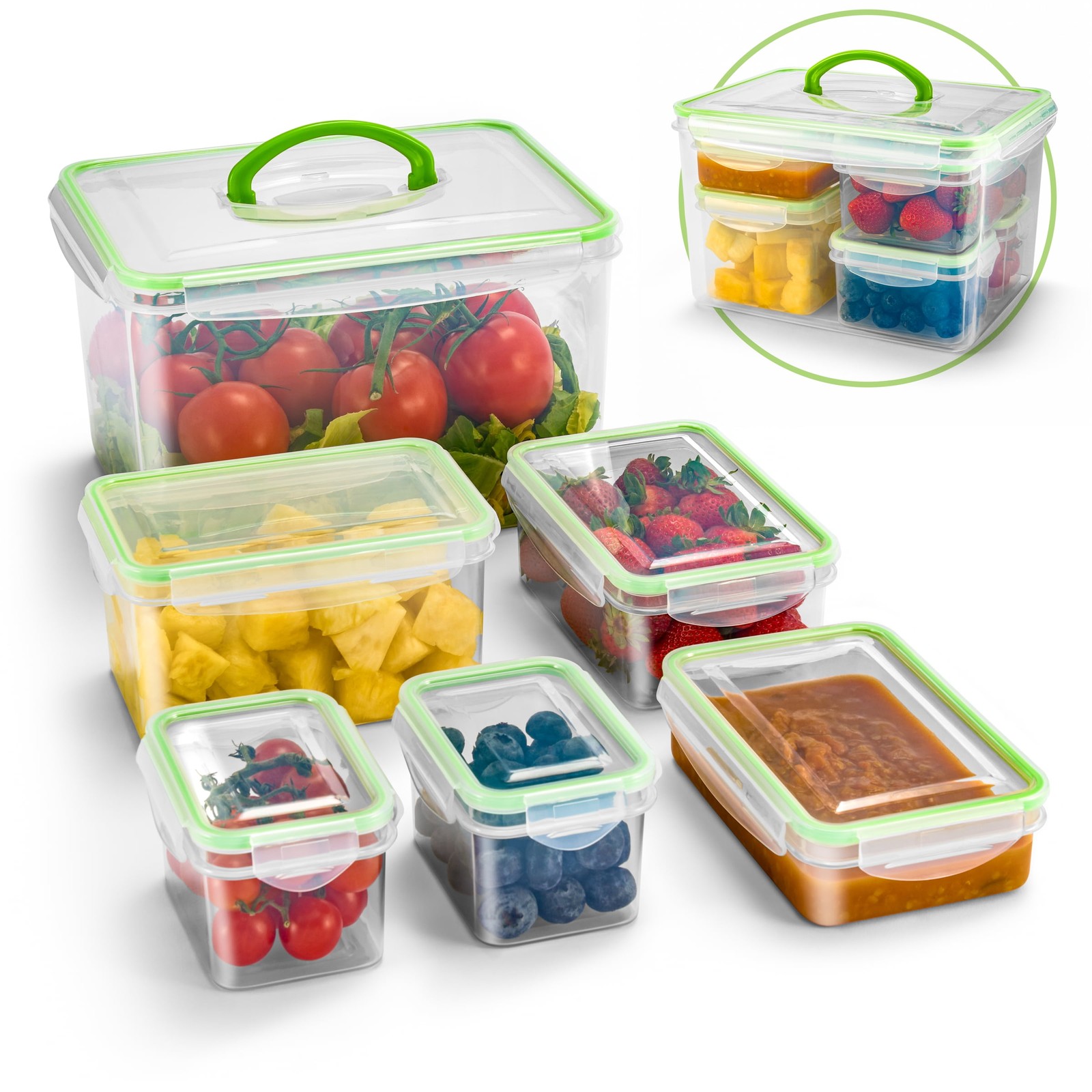 12 Piece Airtight Storage Containers W/ Snap-On Lids Multipurpose Organizational