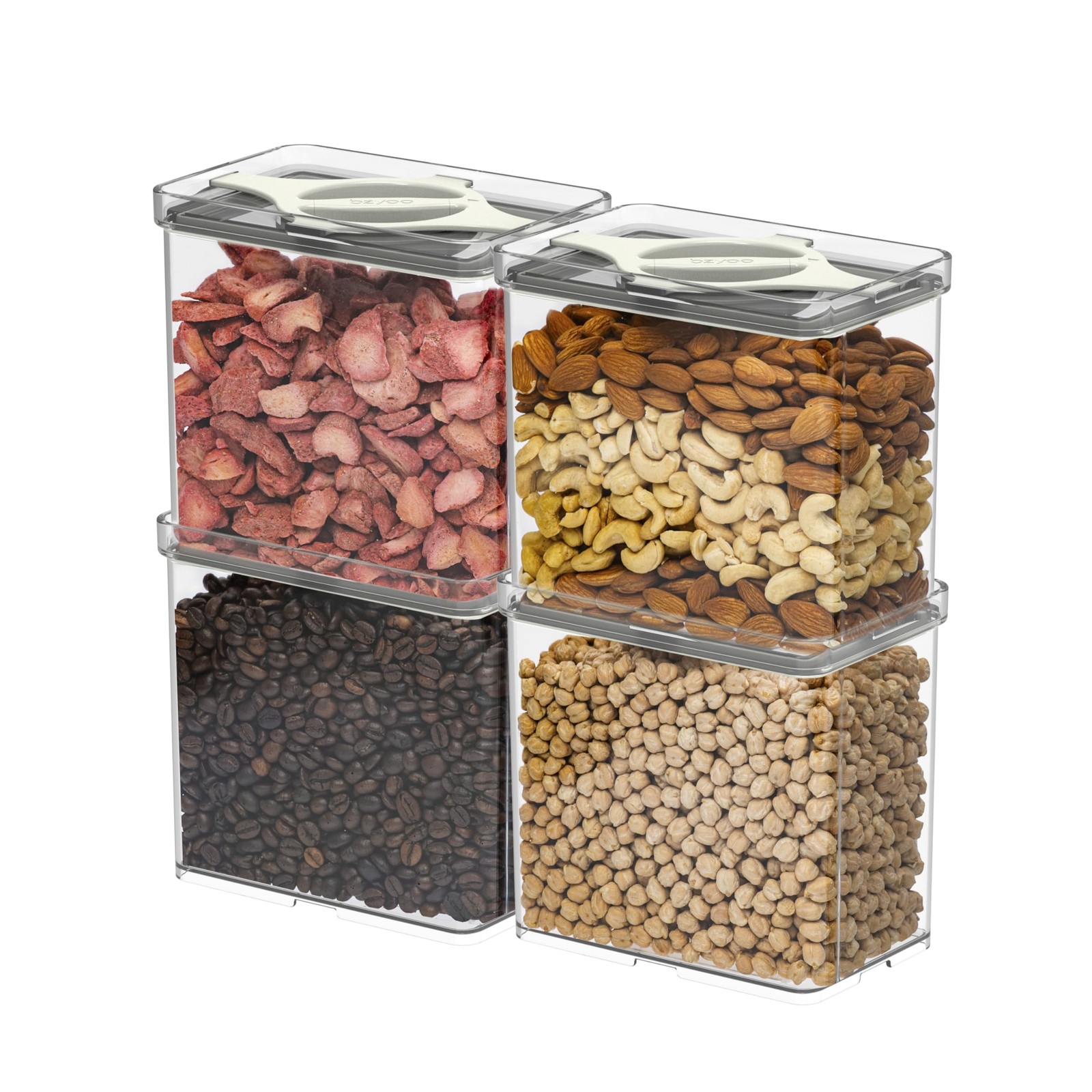 4-Pack Airtight Pantry Containers, 1.9 QT Clear SAN Food Storage Jars with Tw…