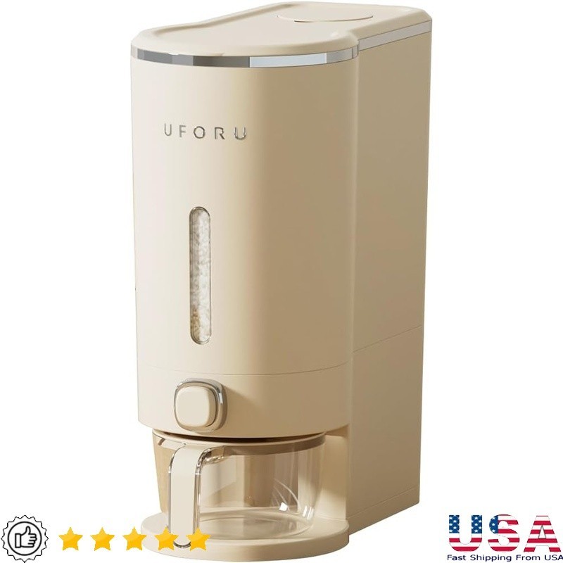 22LB Airtight Rice Dispenser One-Touch Measuring Cup Pest Prevention Storage New