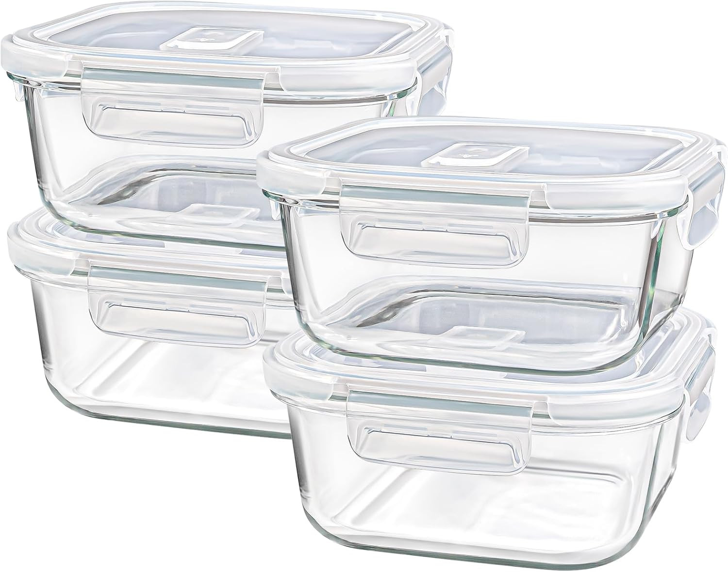 Square Glass Containers with Lids 24Oz – Borosilicate Glass Food Storage Set 3