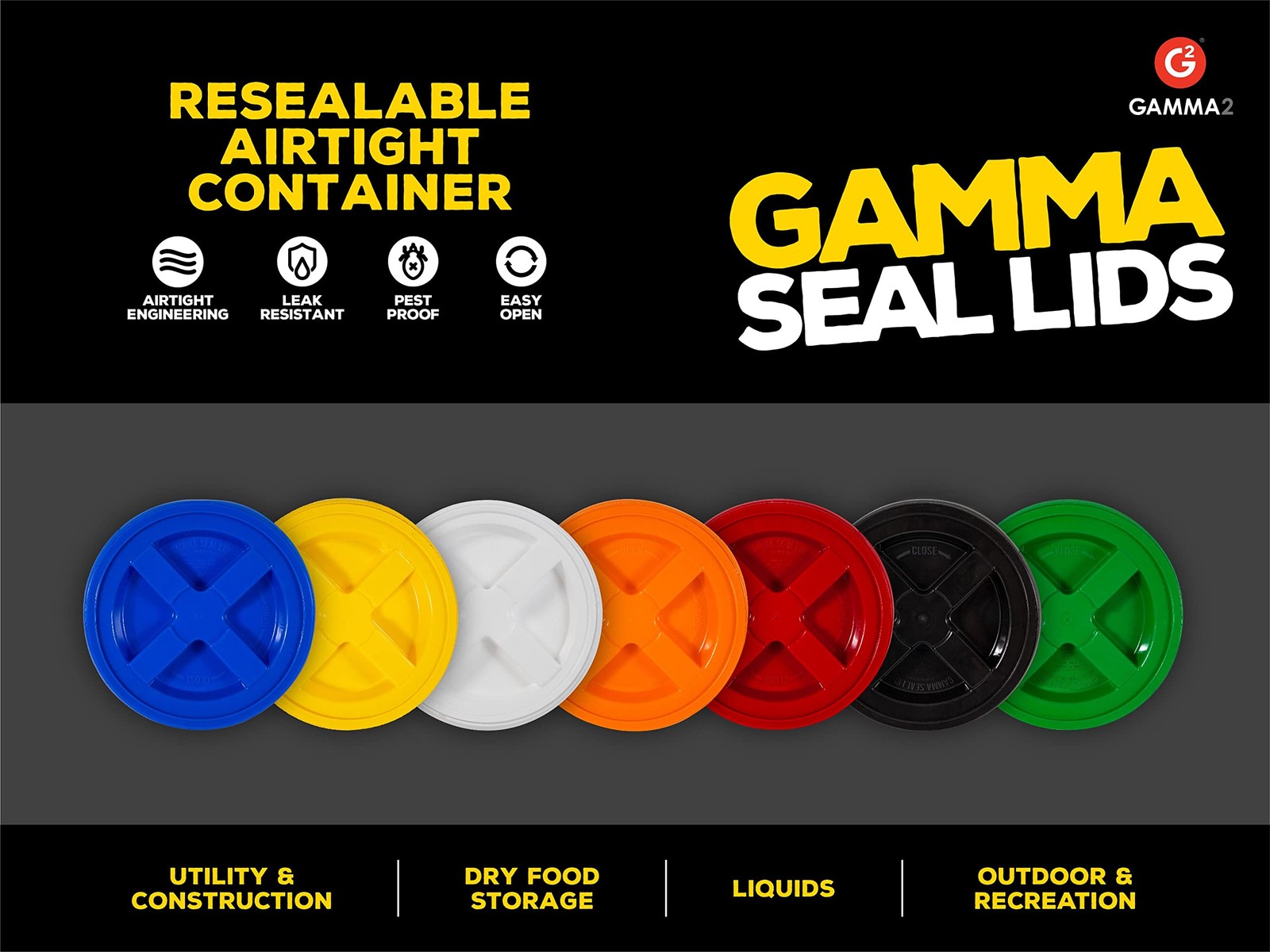 GAMMA2 Gamma Seal Lid – Pet Food Fits 3.5, 5, 6, & 7 Gallon Buckets, Green