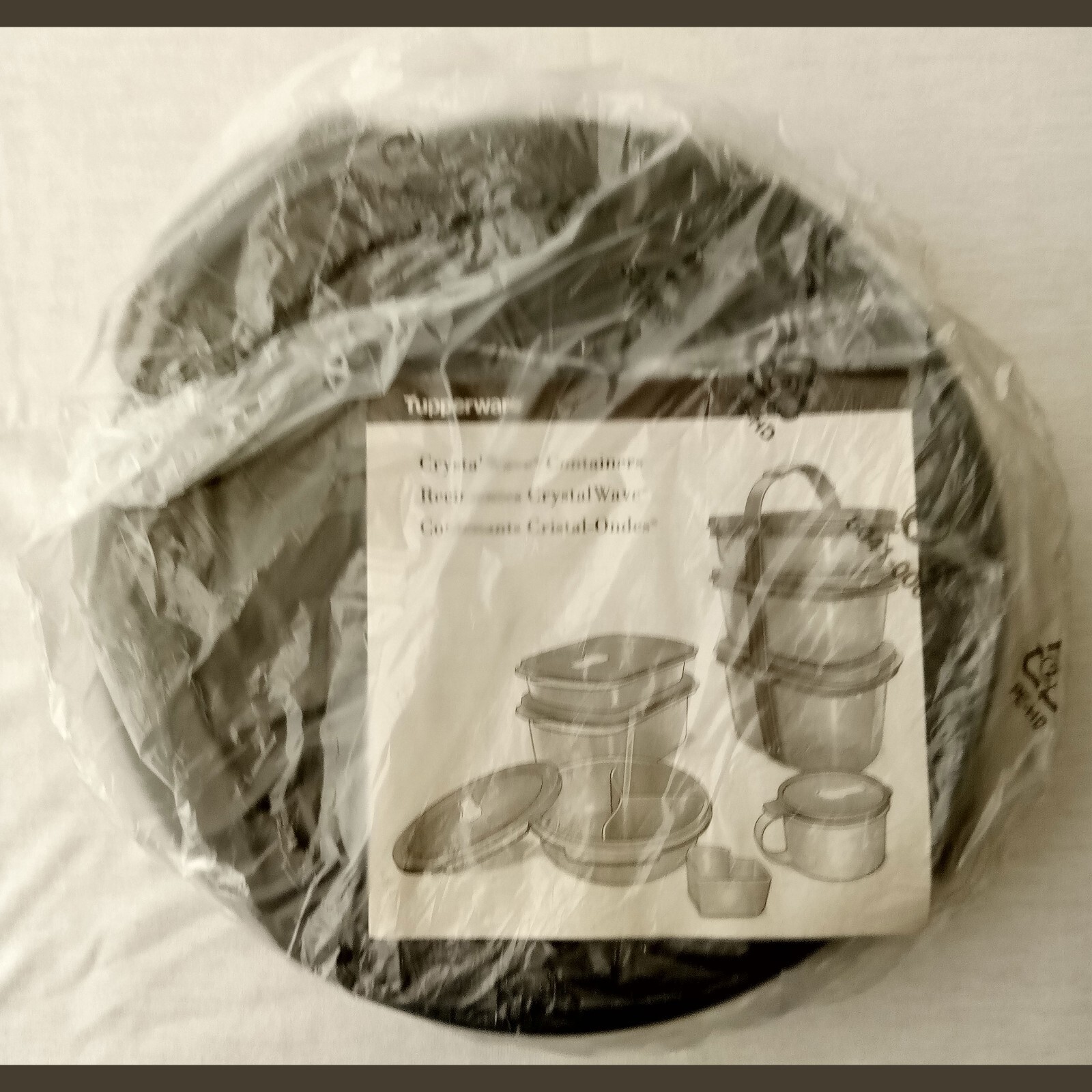 Tupperware CrystalWave Microwave Round Dish Sheer Black Lunch Dinner RARE NEW