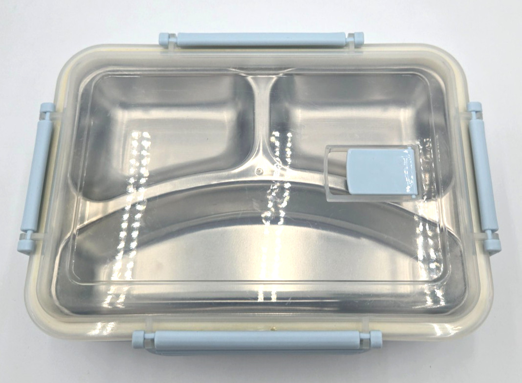 Jenson 3 Compartment Stainless Steel Bento Lunch Box Food Container Locking Lid