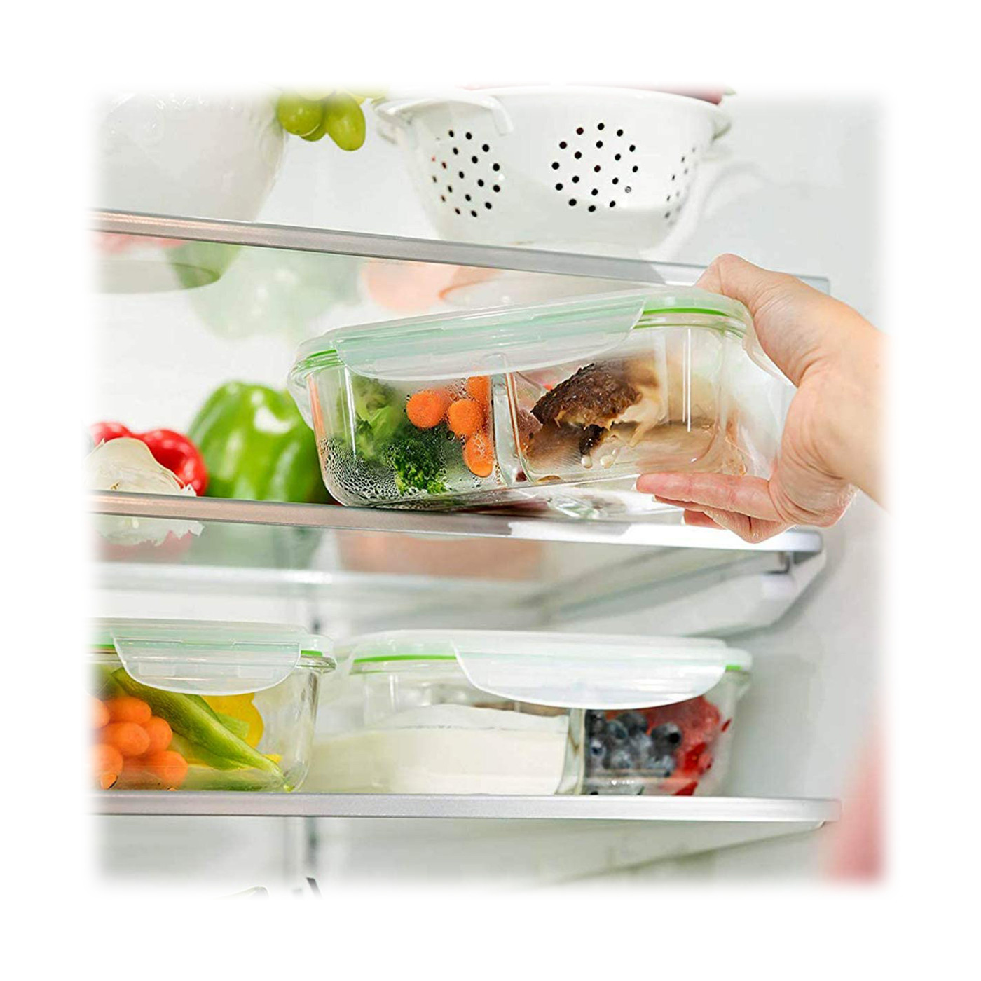 Hello Meal Prep 5-Piece 3-Compartment Leakproof Glass Storage Containers