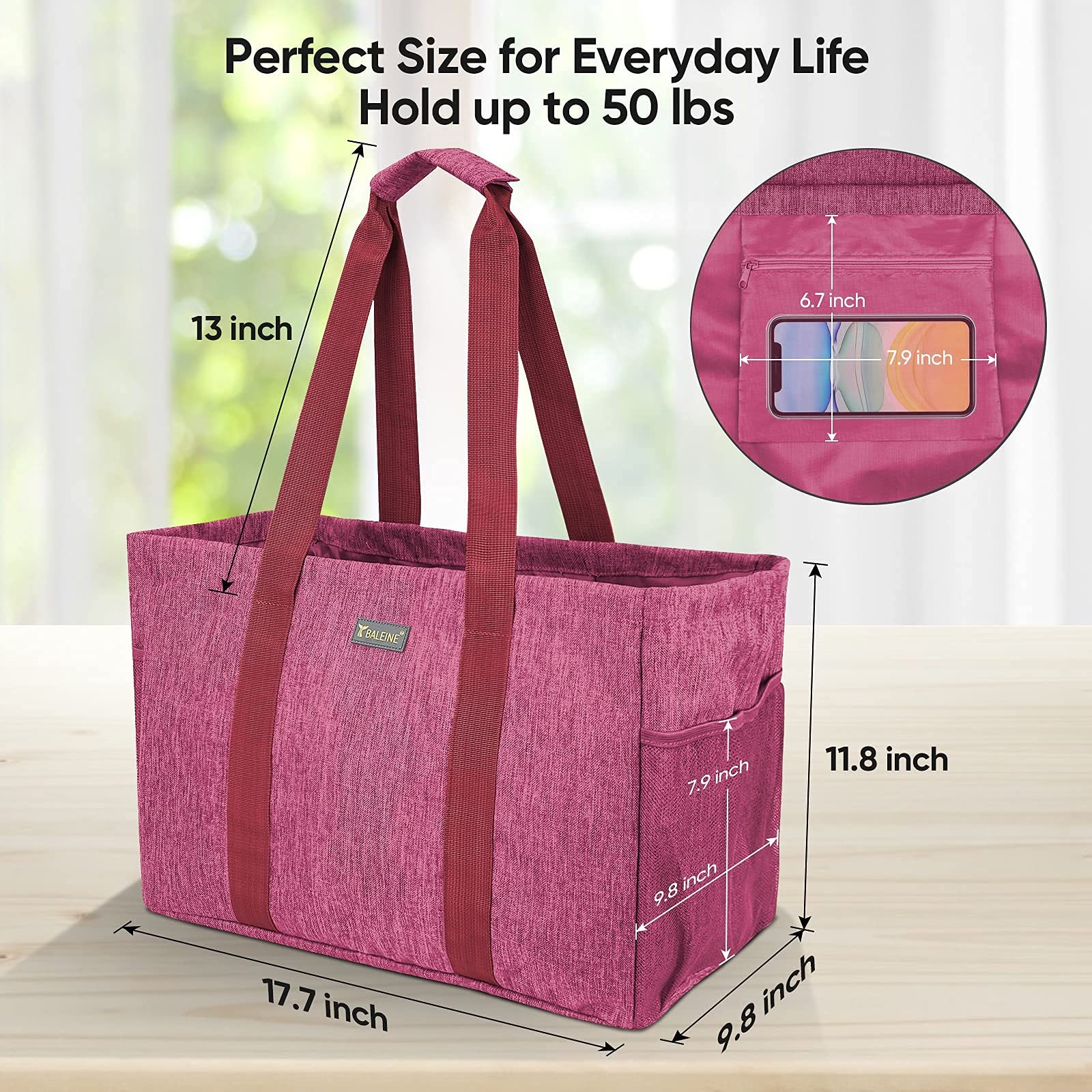BALEINE 9 Gal Oversized Foldable Reusable Storage Bag Utility Tote Ber