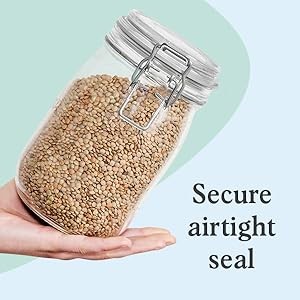 Set of 3 Glass Mason Jar with Airtight Lid 50 Ounces | Glass Storage Container
