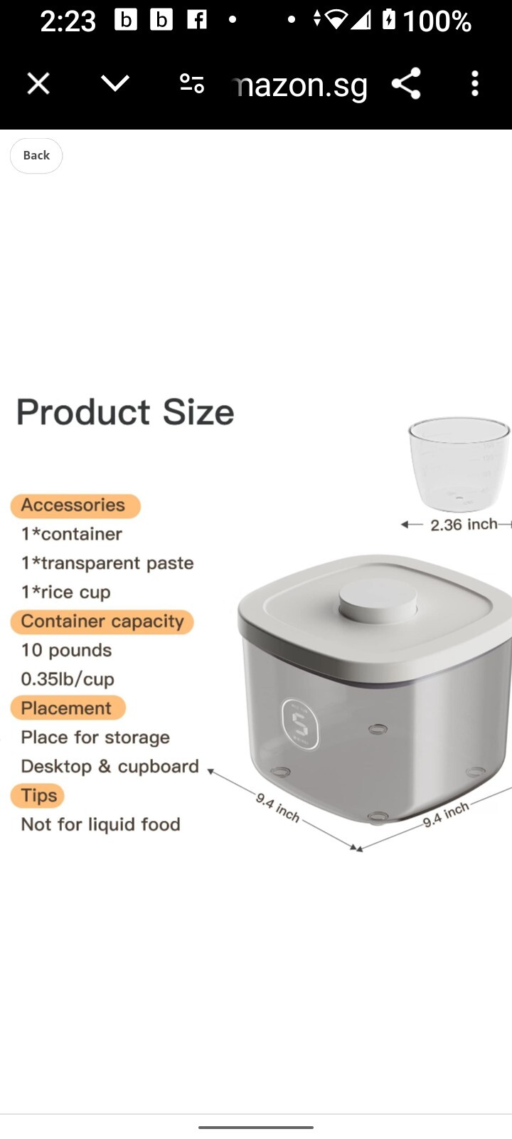 Rice Dispenser,5.28 Qt/5 L/10 Lbs Food Storage Container with Measuring Cup Food
