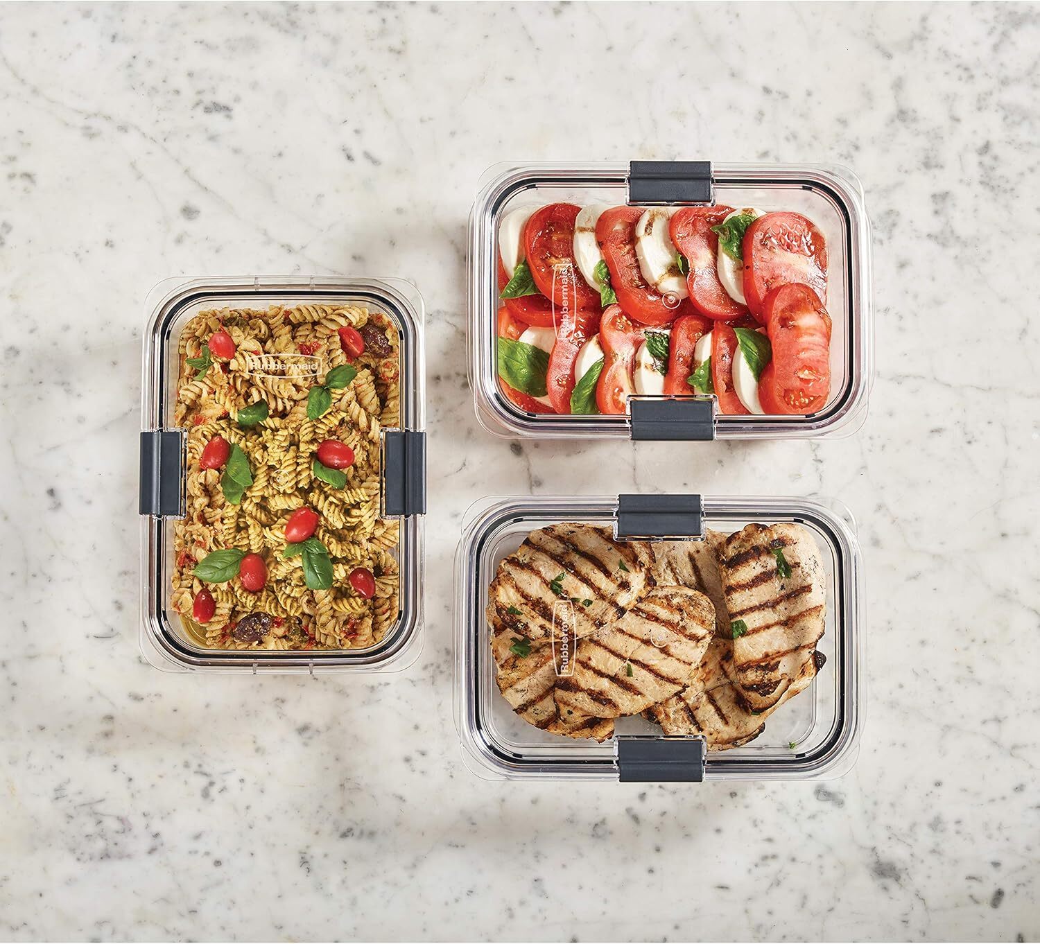 Food Storage Container, Large, 9.6 Cups, Clear, 3-Pack Plastic Clear
