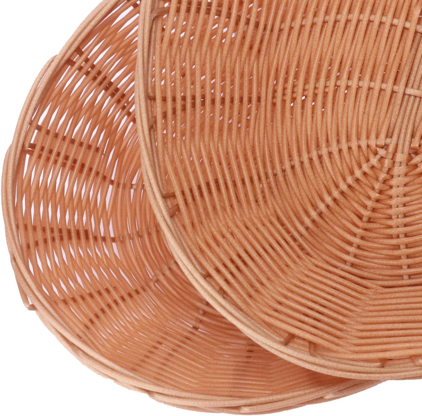 10 Pack 11 Inch Oval Poly Wicker Baskets Bulk, Plastic Oval Bread Baskets for Ho