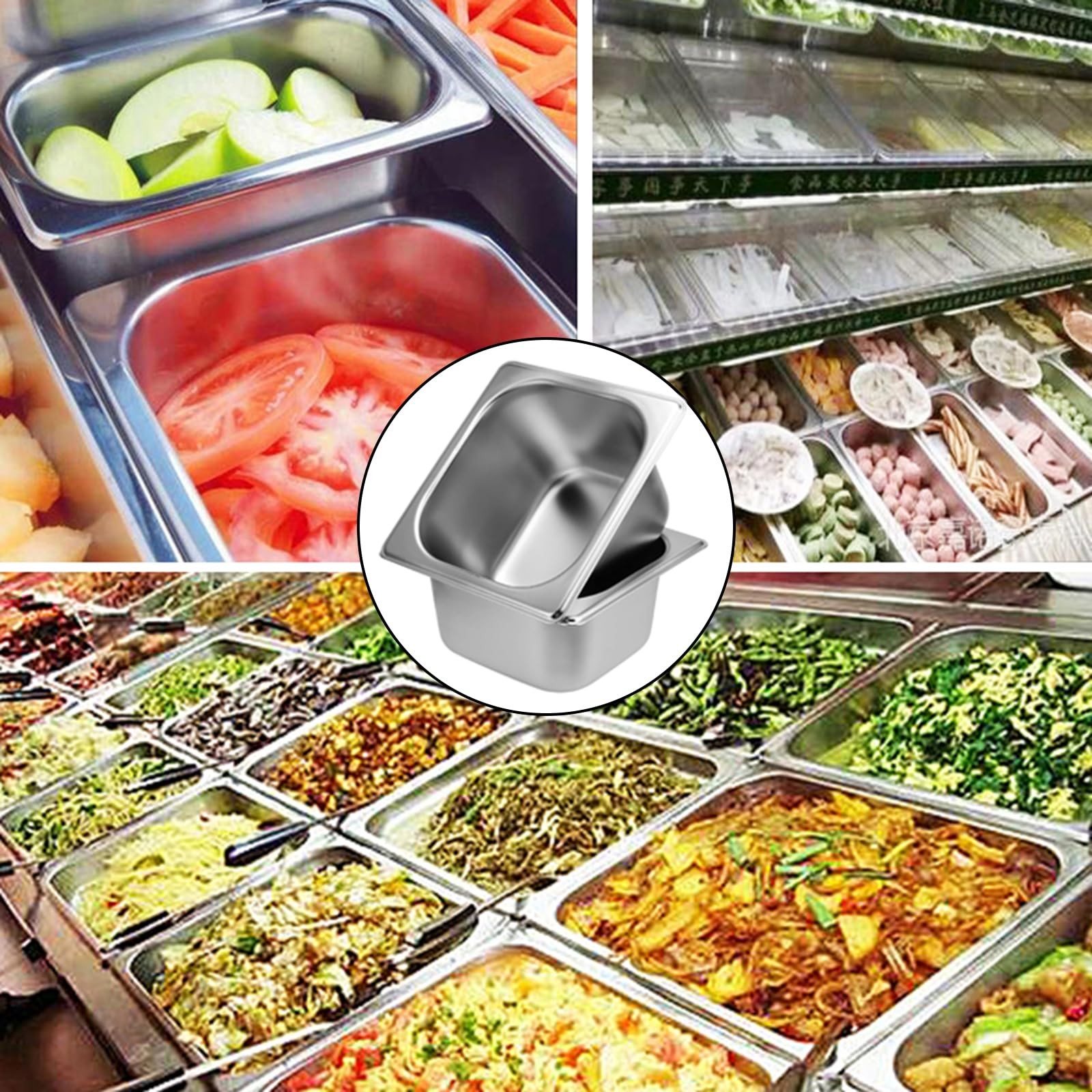 8 Pack Steam Table Pans 1/6 Size x 2.5 Inch Deep Stainless Steel Hotel Buffet