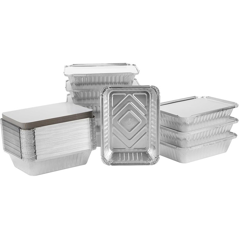 Aluminum Foil Pans W/ Lids Baking Meal Prep Storage Takeout Containers New