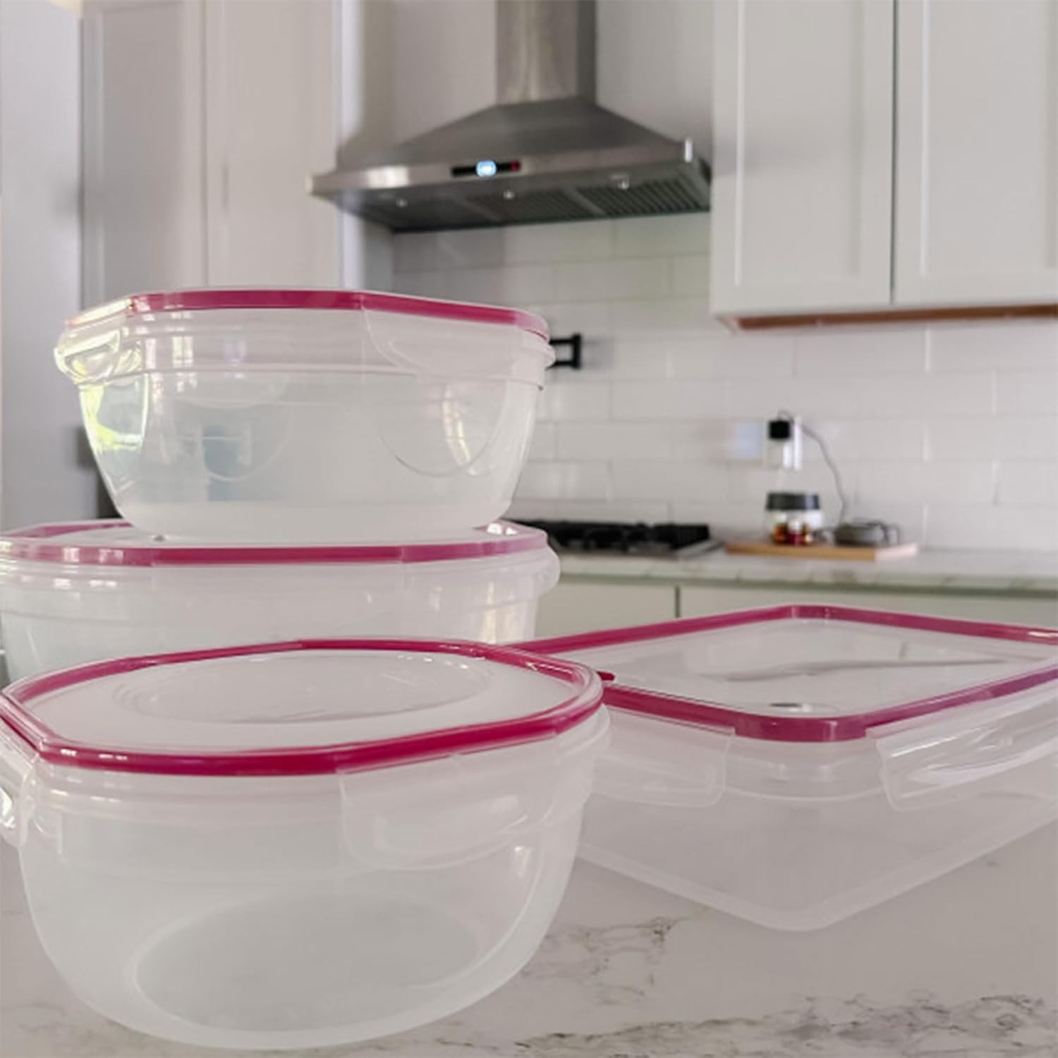 Ultra-Seal 8.1 Qt Airtight Food Storage Containers, 4-Pack, Clear with Red Lid
