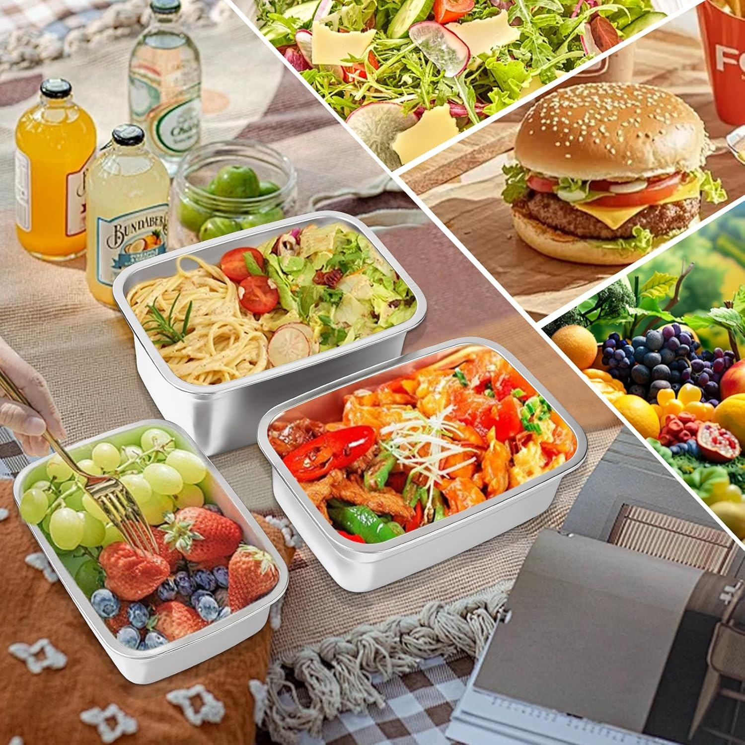 10-Piece Stainless Steel Food Storage Container Set with Airtight Lids – Durable