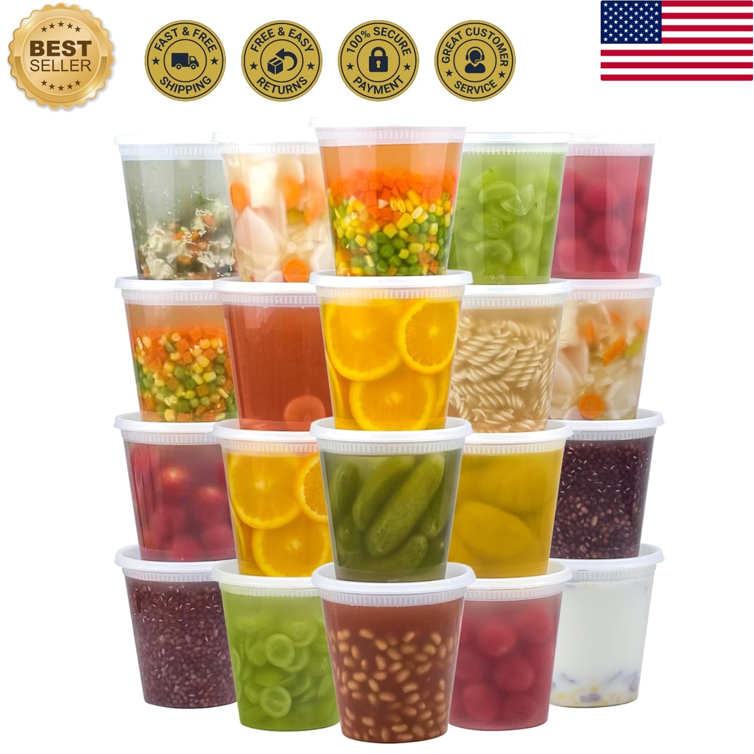 50 Set 32 oz Deli Containers with Lids, Leak-Proof BPA Free Plastic Take Out …