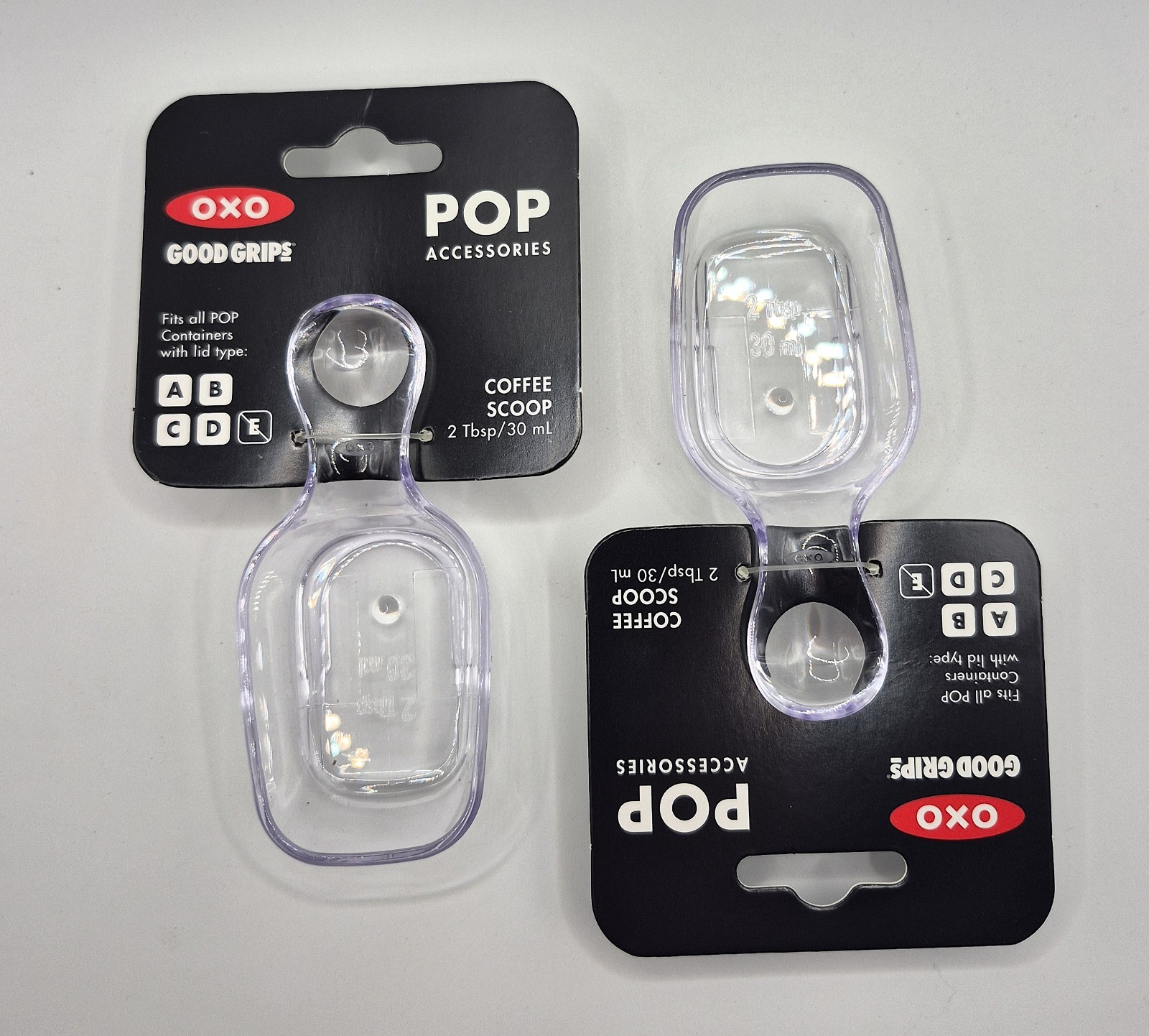 OXO Good Grips POP Container Coffee Flour Sugar Scoop Clear Plastic, Set of 2